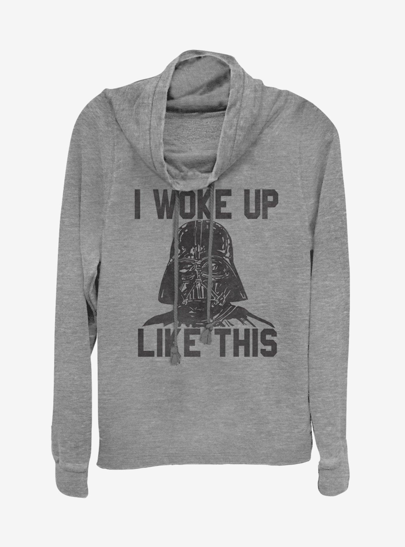 Star Wars Woke Up Cowlneck Long-Sleeve Girls Top, GRAY HTR, hi-res