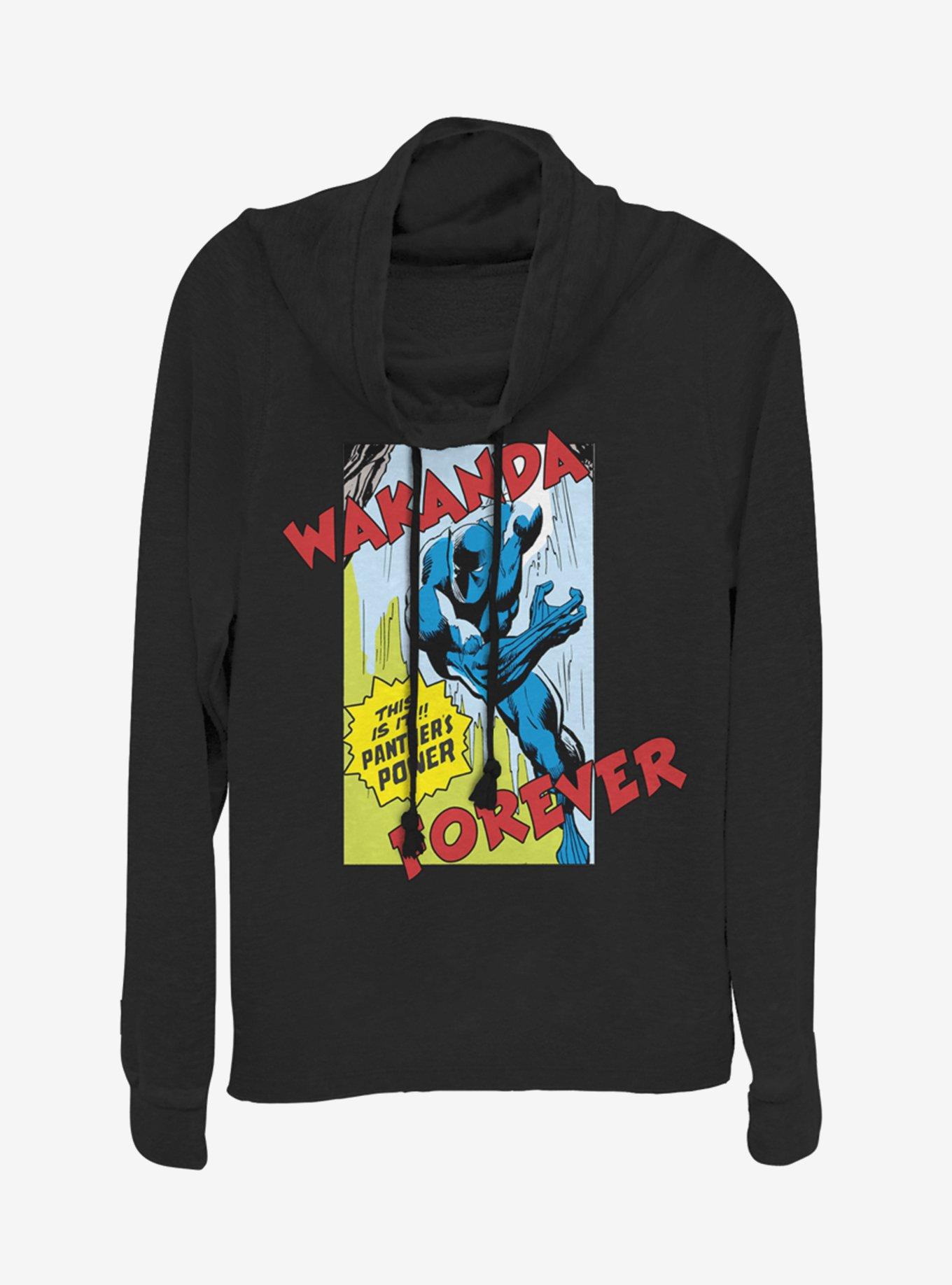 Marvel Black Panther Comic Strip Cowlneck Long-Sleeve Girls Top, , hi-res