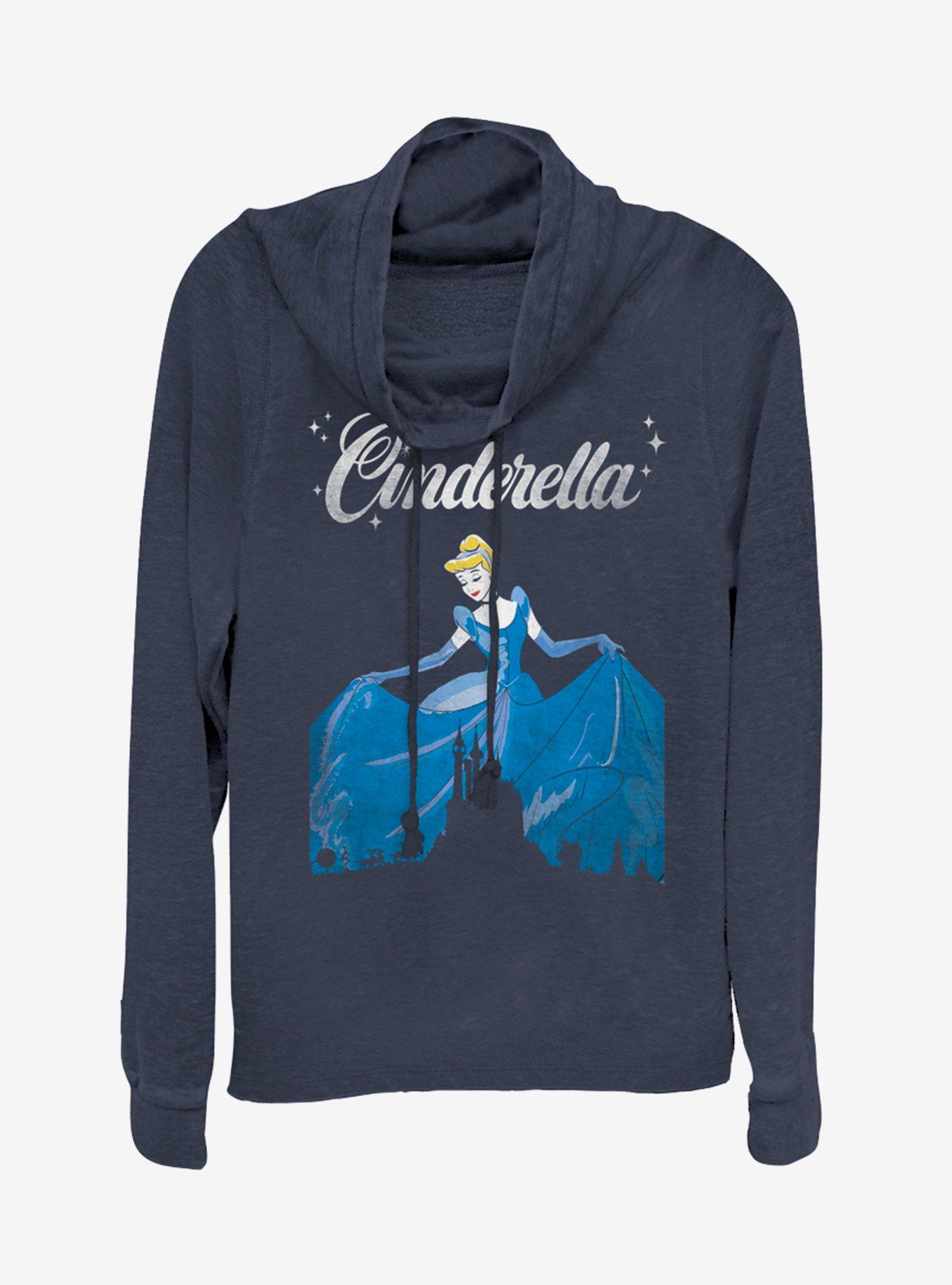 Disney Cinderella Dancing Cinderella Cowlneck Long-Sleeve Girls Top, NAVY, hi-res