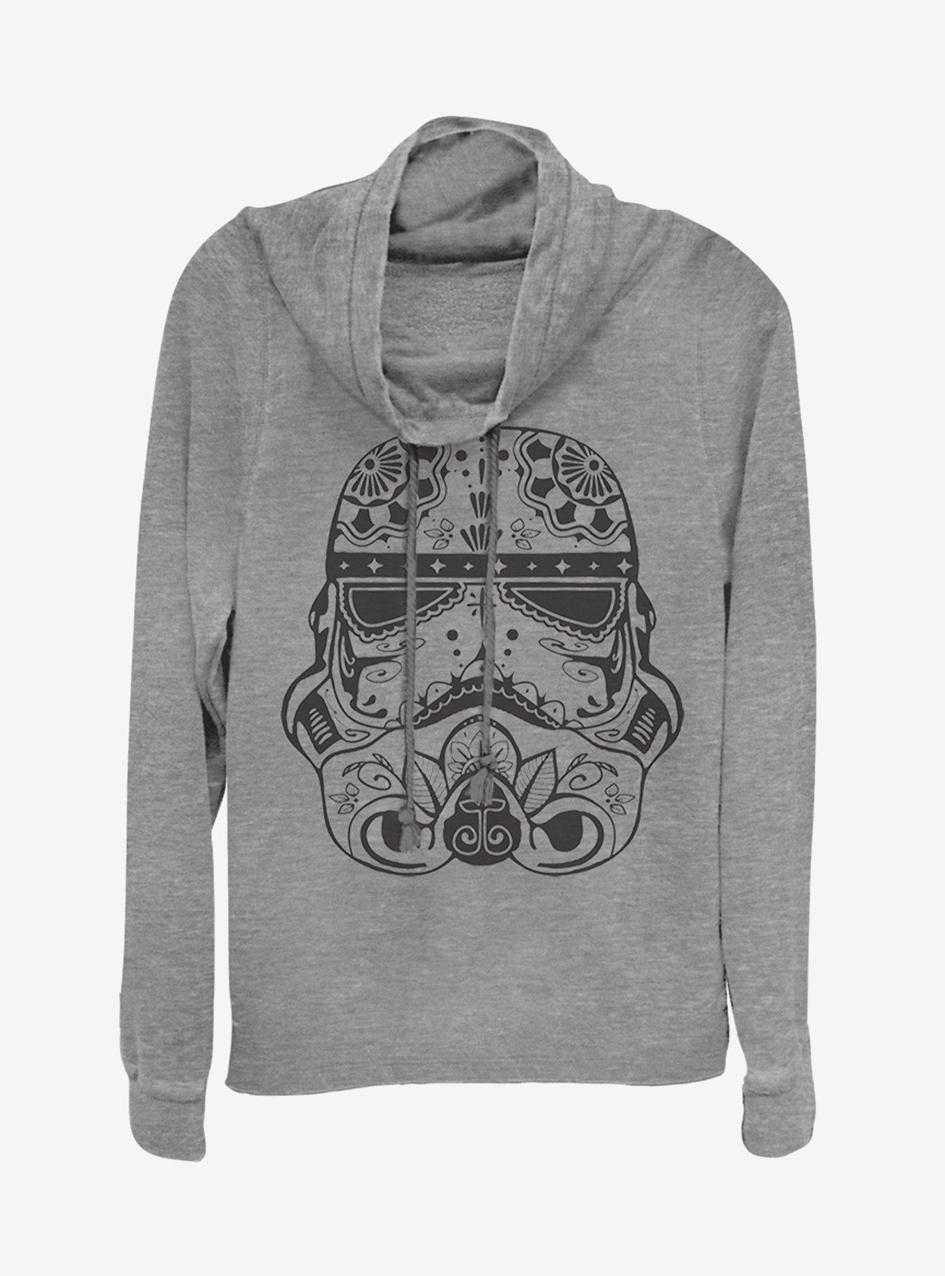 Star Wars Sugar Skull Troop Cowlneck Long-Sleeve Girls Top, GRAY HTR, hi-res