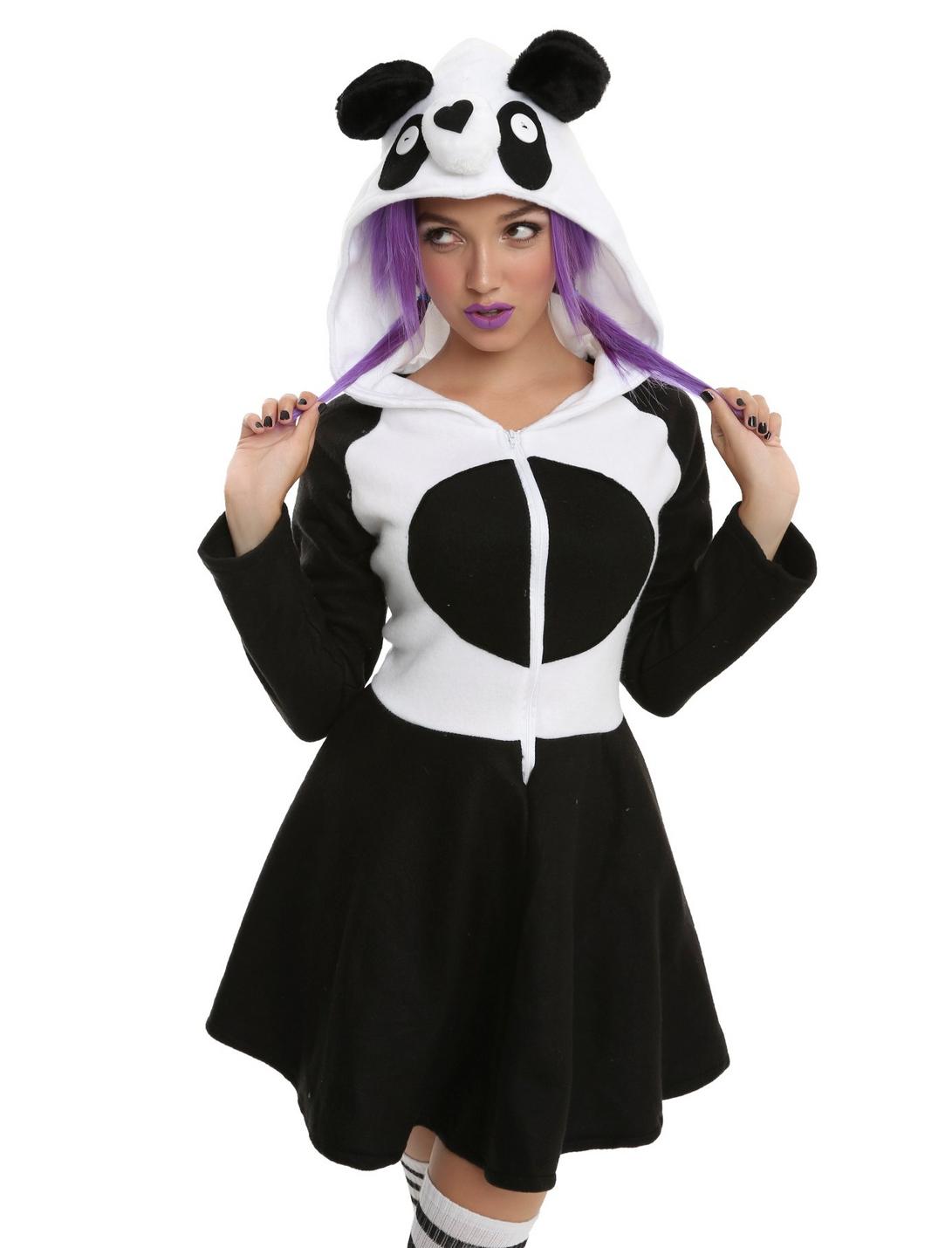 Panda Cozy Dress, BLACK, hi-res