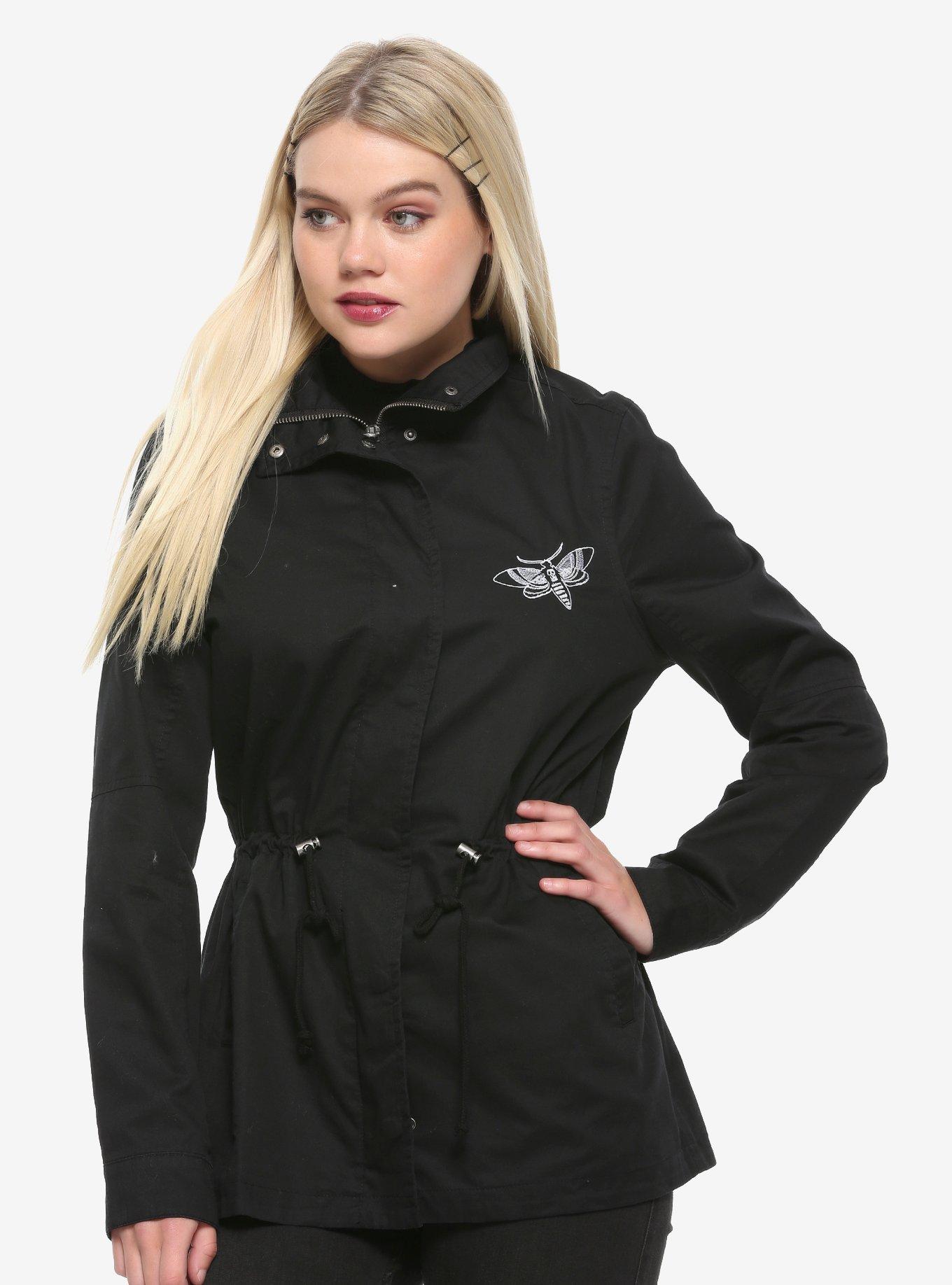 Black & White Moth Girls Cargo Jacket, WHITE, hi-res