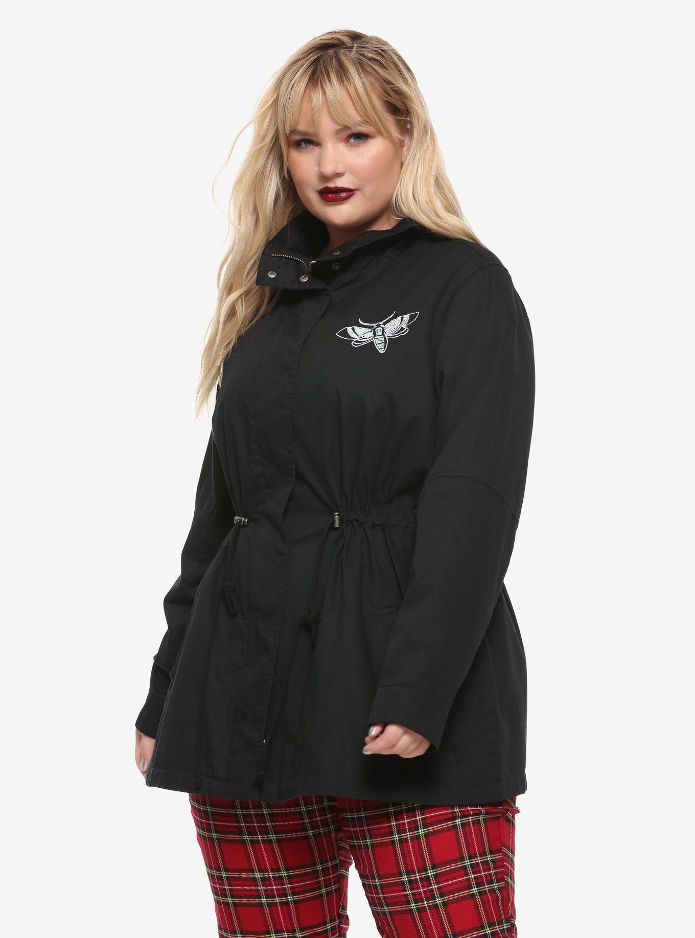 Black & White Moth Girls Cargo Jacket Plus Size, WHITE, hi-res