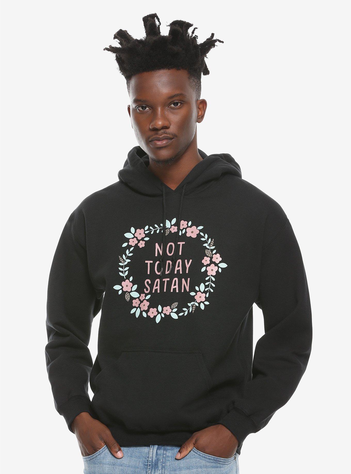 Not Today Satan Hoodie, BLACK, hi-res