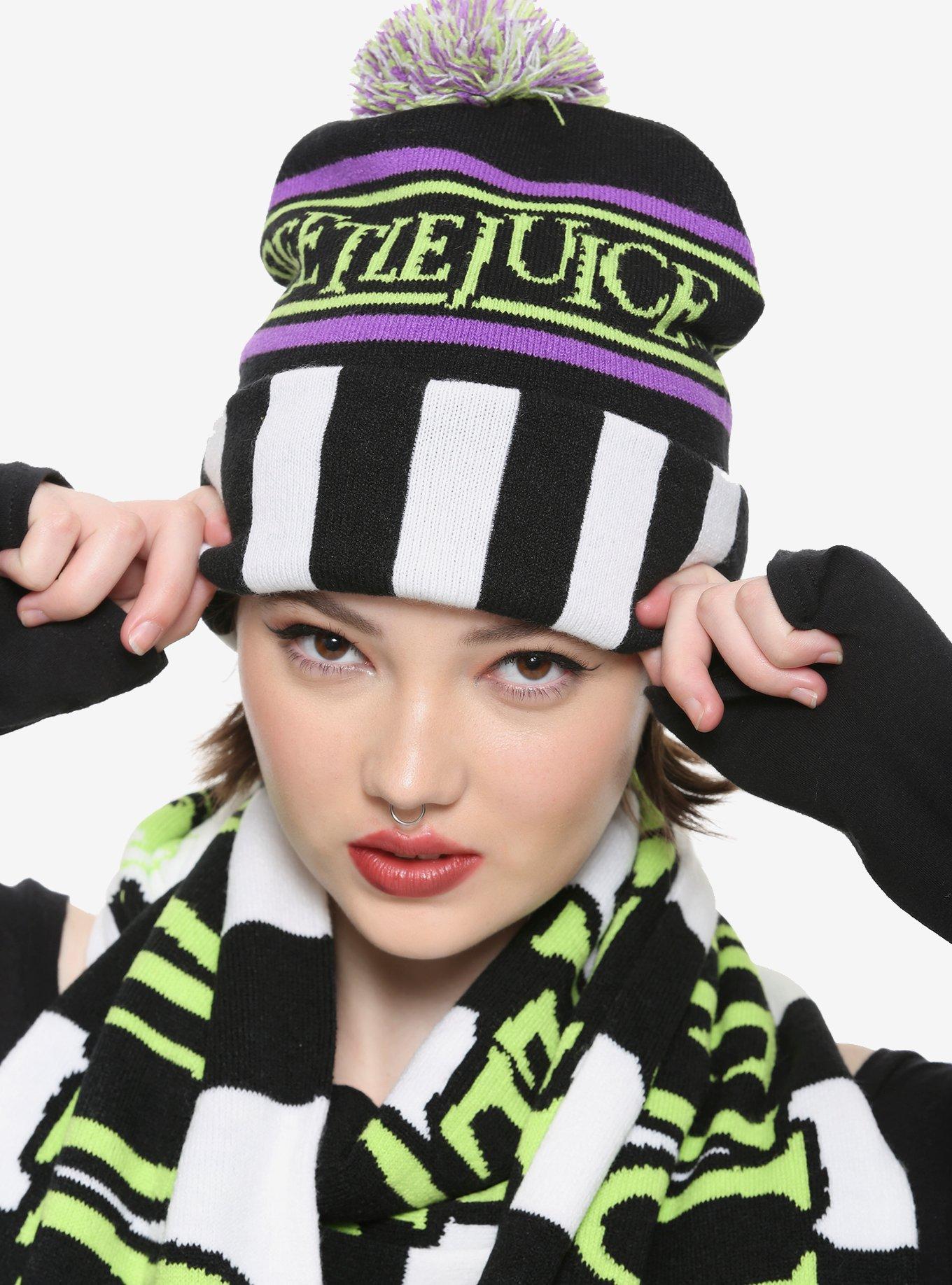 Beetlejuice Pom Watchman Beanie, , hi-res