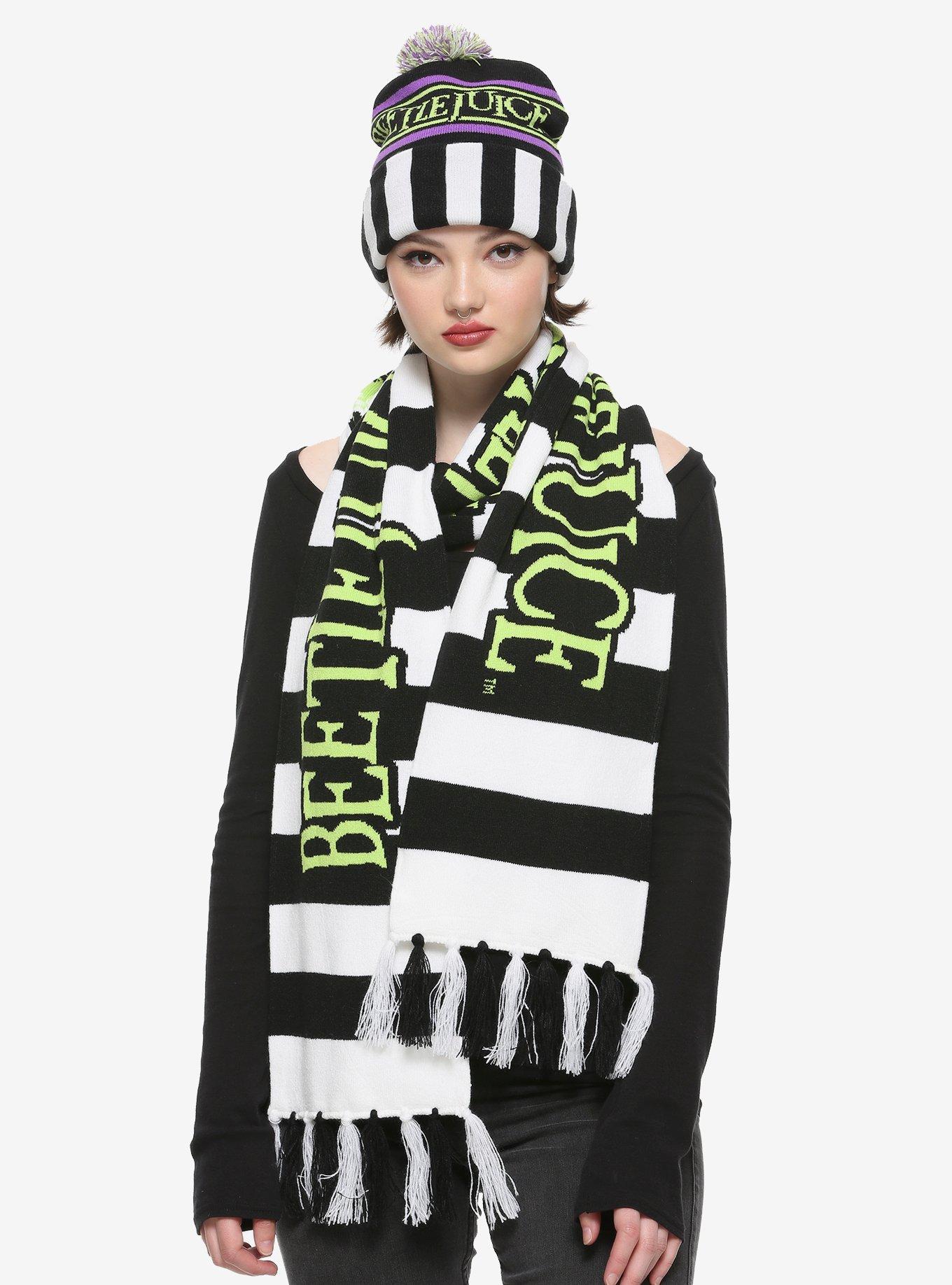 Beetlejuice Striped Scarf, , hi-res