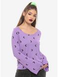 Purple Moon Bell Sleeve T-Shirt, BLACK, hi-res