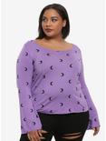 Purple Moons Bell Sleeve T-Shirt Plus Size, BLACK, hi-res