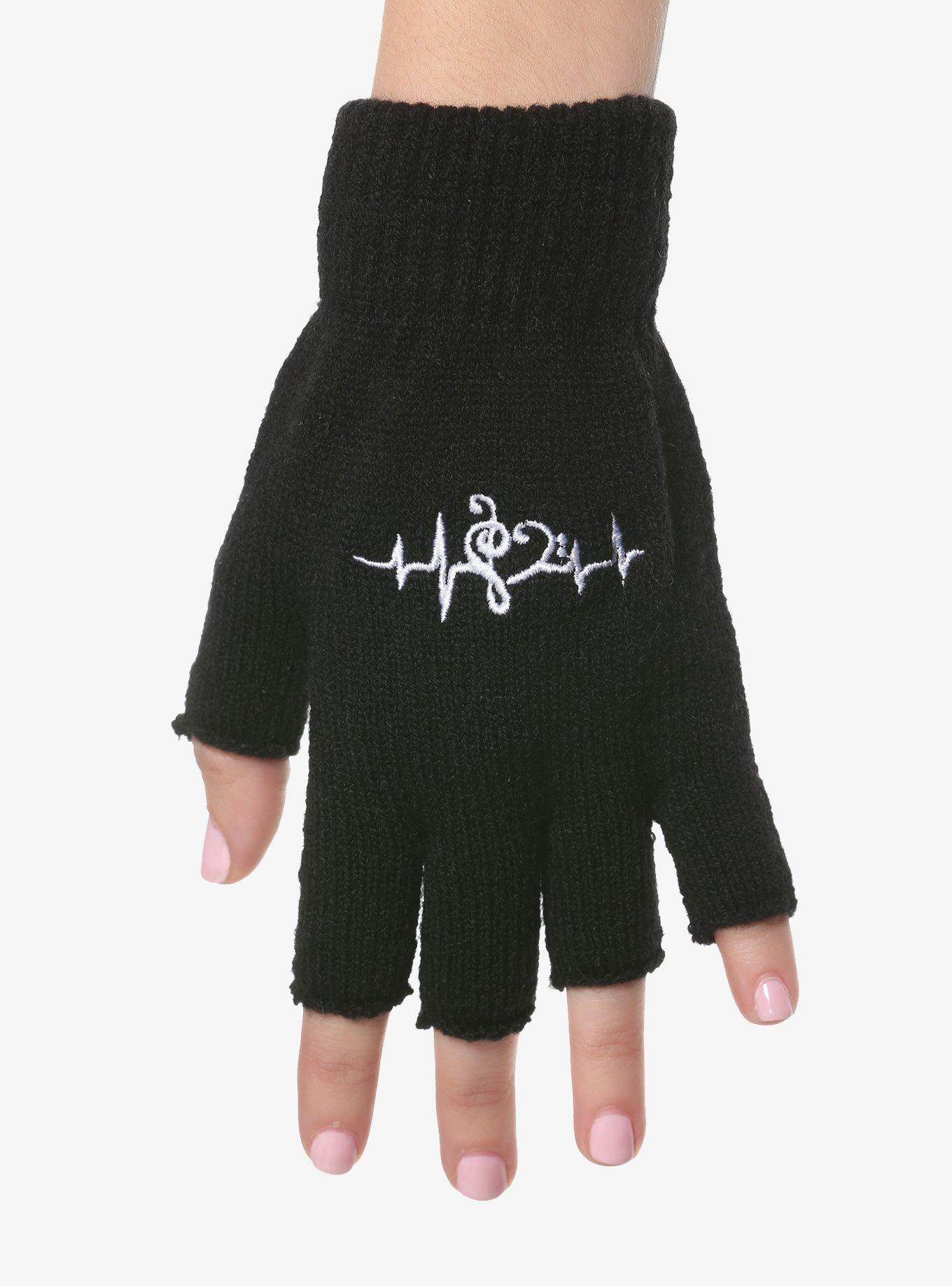 Music Note Heart Fingerless Gloves, , hi-res