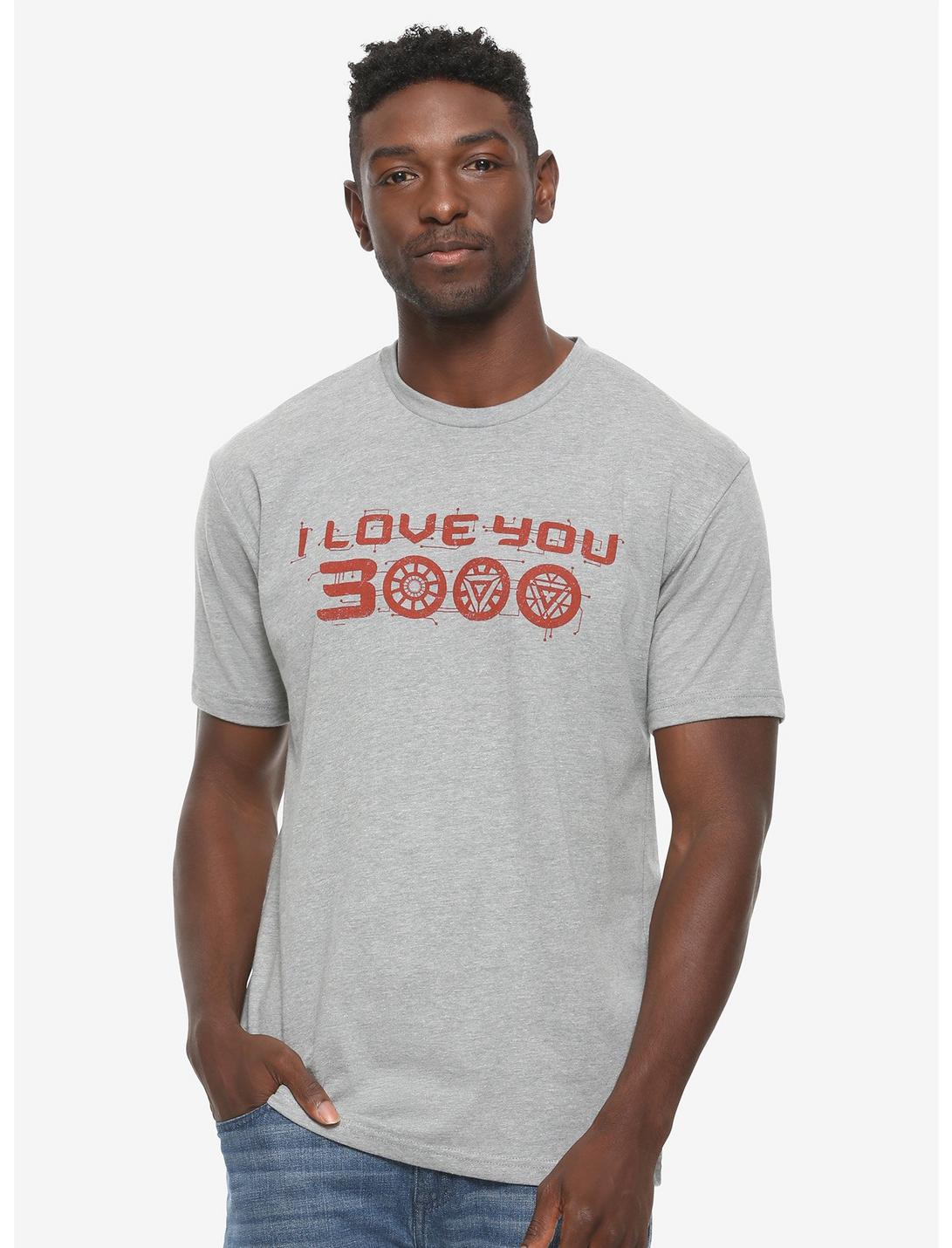 Marvel Avengers: Endgame Iron Man I Love You 3000 T-Shirt - BoxLunch Exclusive, GREY, hi-res