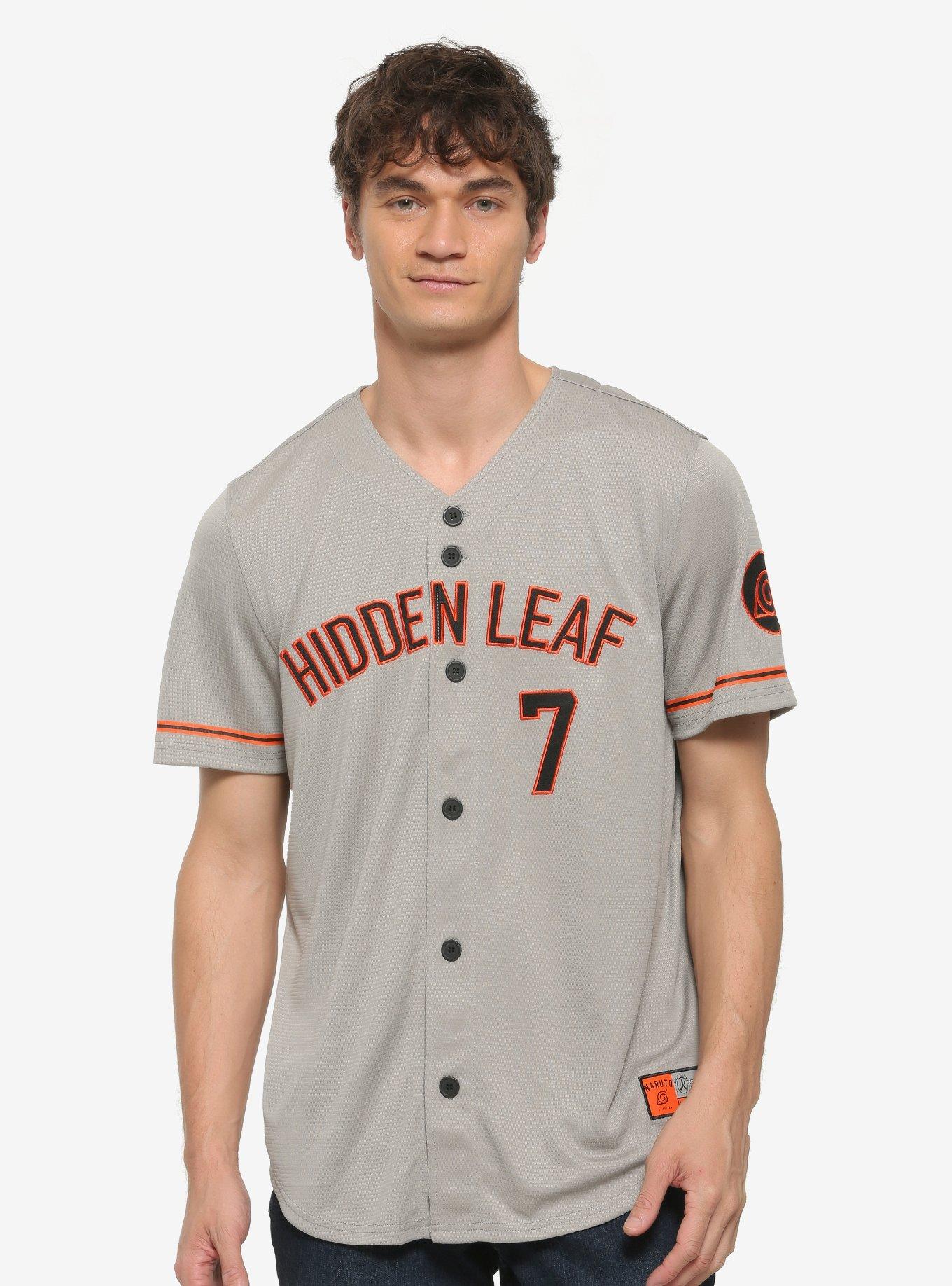 Naruto Shippuden Hidden Leaf Baseball Jersey - BoxLunch Exclusive, GREY, hi-res