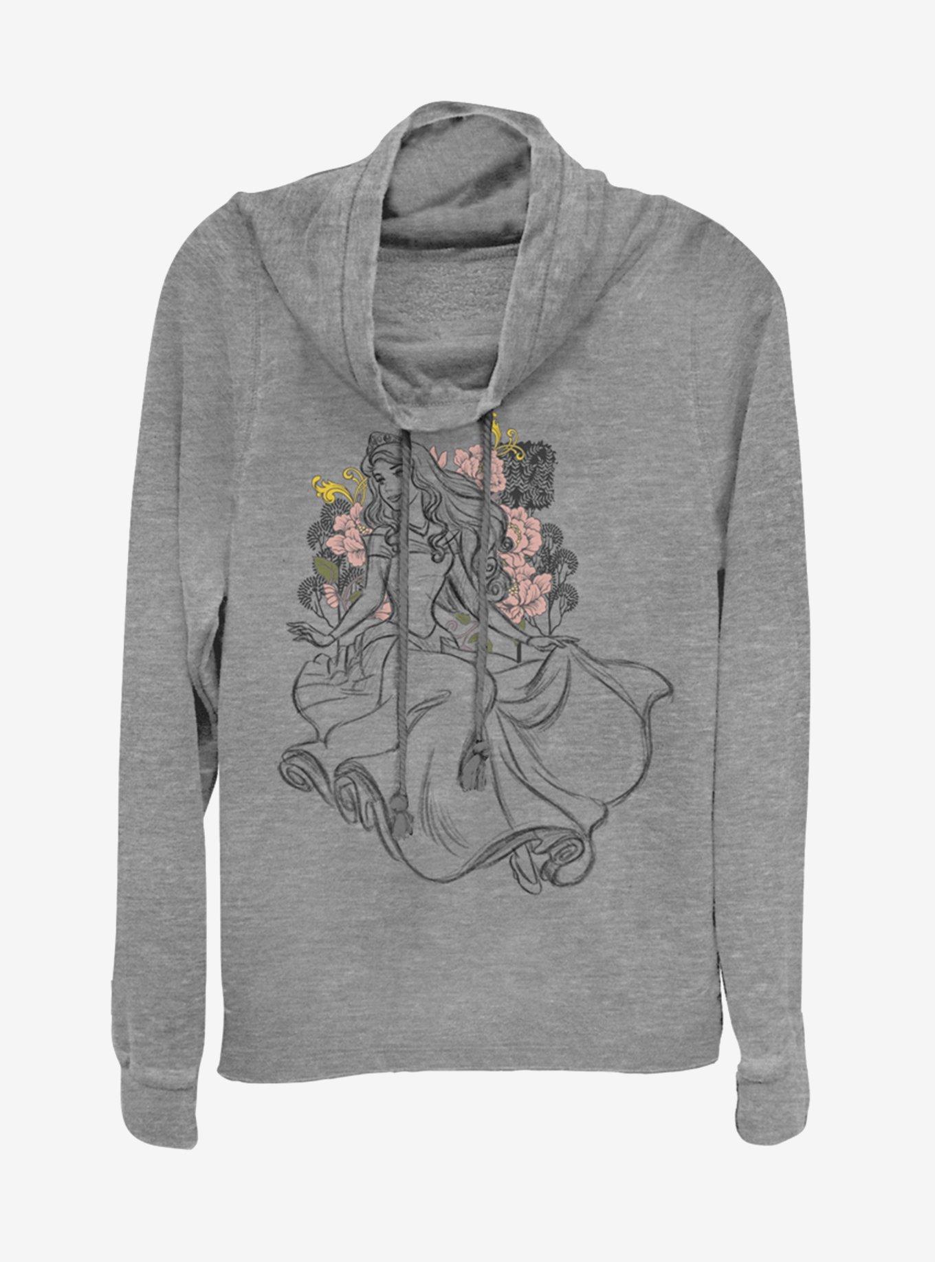 Disney Princess Aurora Sketchy Cowlneck Long-Sleeve Womens Top, , hi-res
