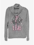 Marvel Loki Pretty In Pink Cowlneck Long-Sleeve Womens Top, GRAY HTR, hi-res