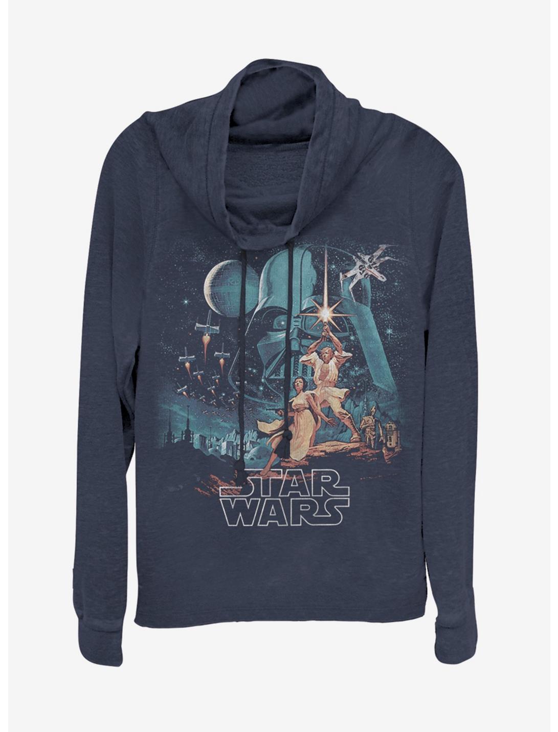 Star Wars Two Hopes Cowlneck Long-Sleeve Womens Top, NAVY, hi-res
