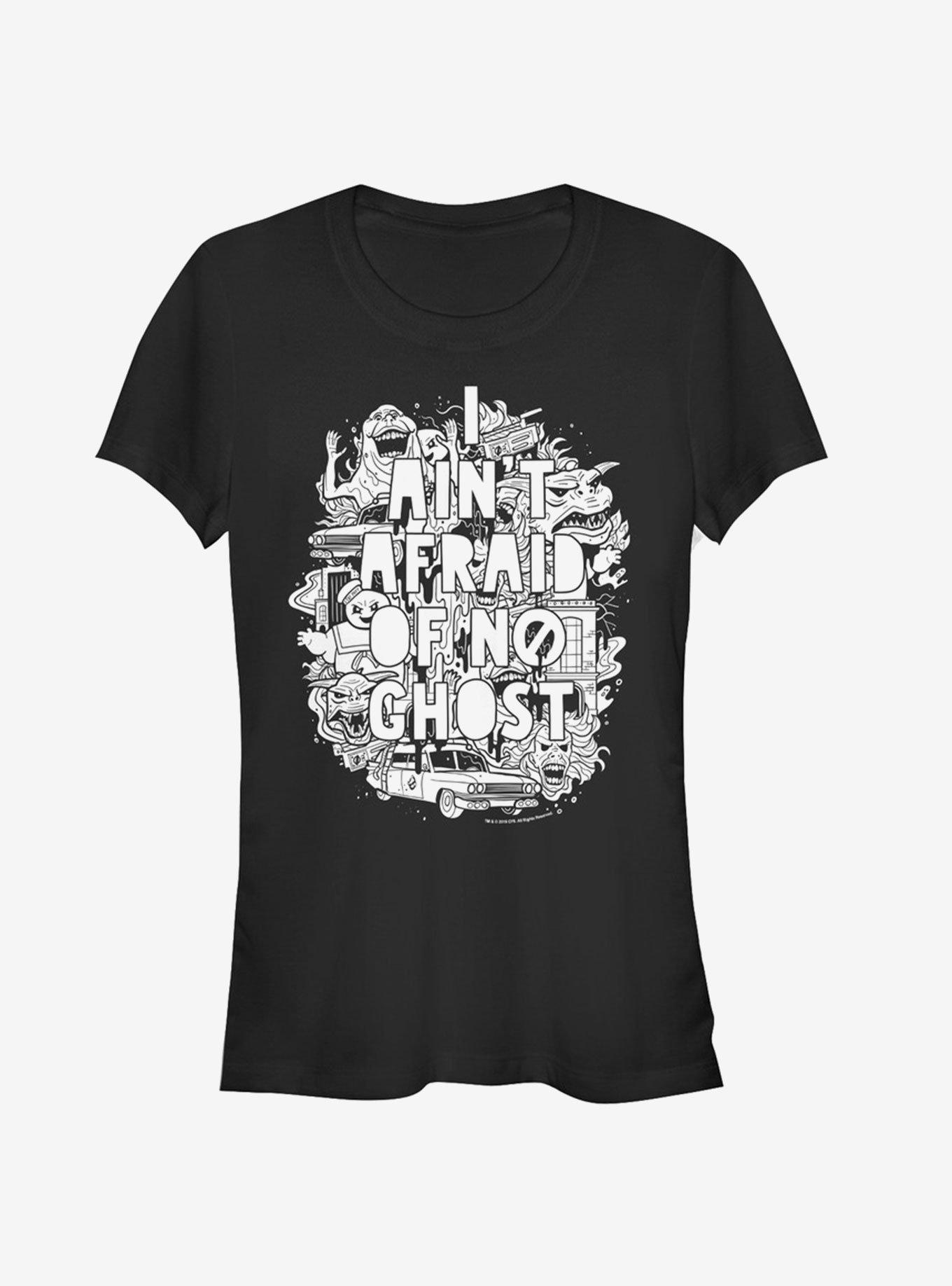 Ghostbusters Ain't Afraid Girls T-Shirt, BLACK, hi-res