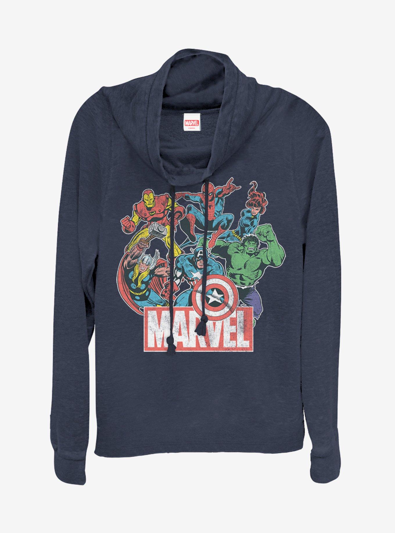 Marvel Heroes of Today Cowlneck Long-Sleeve Girls Top, NAVY, hi-res