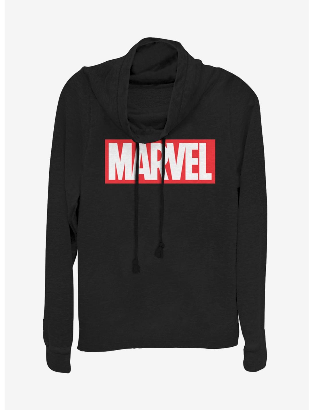 Marvel Marvel Brick Cowlneck Long-Sleeve Girls Top, BLACK, hi-res