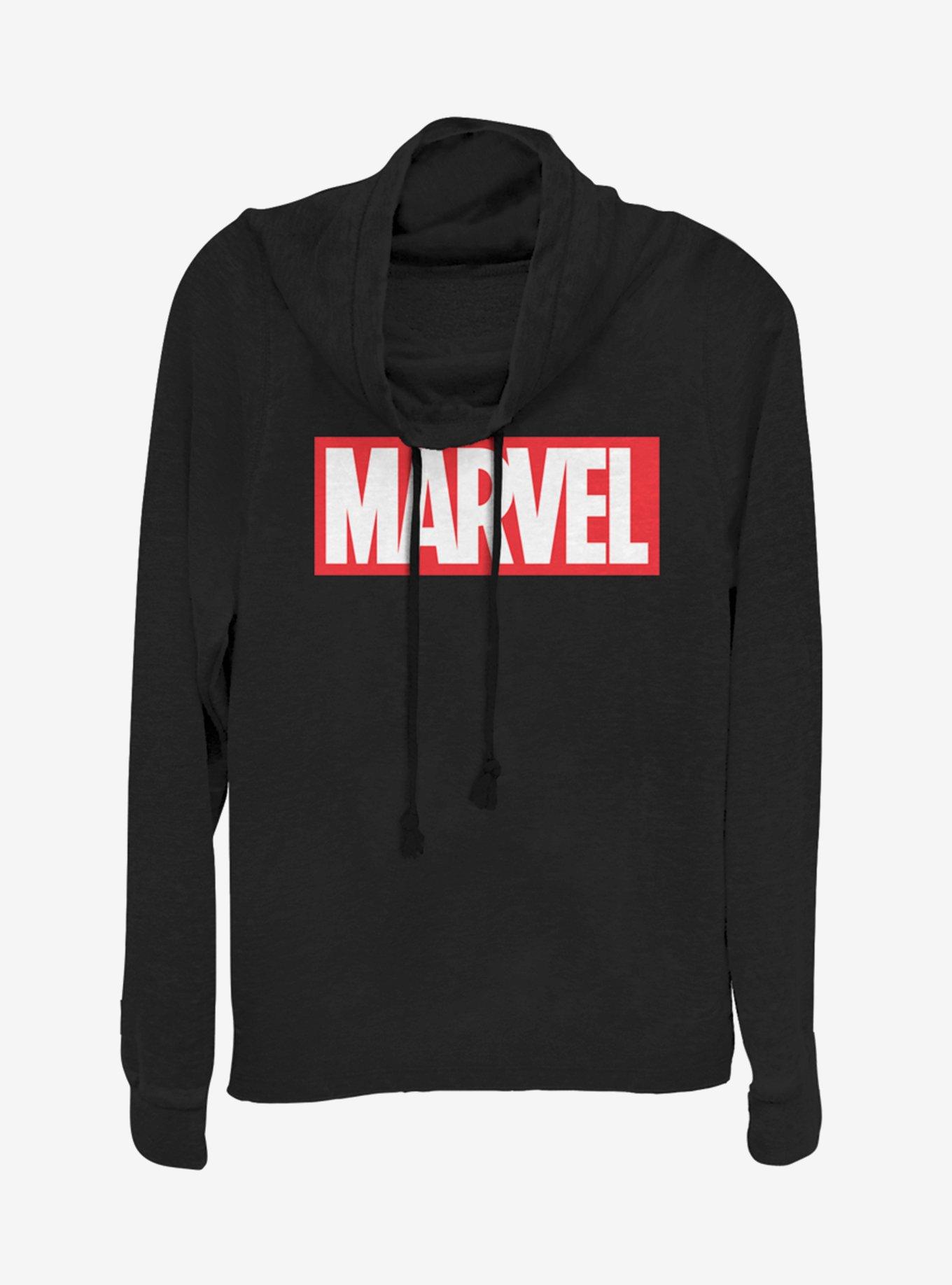 Marvel Marvel Brick Cowlneck Long-Sleeve Girls Top, BLACK, hi-res