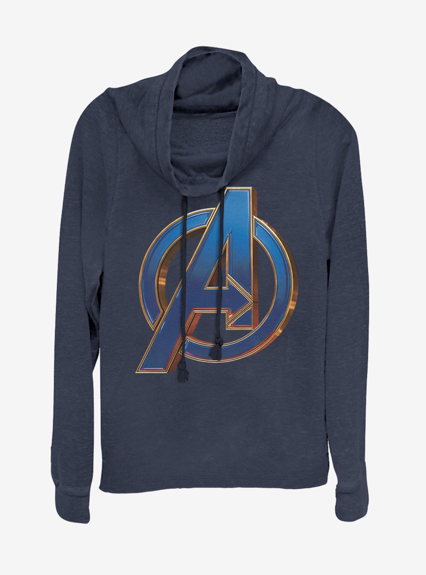 Marvel Avengers: Endgame Blue Logo Cowlneck Long-Sleeve Womens Top ...