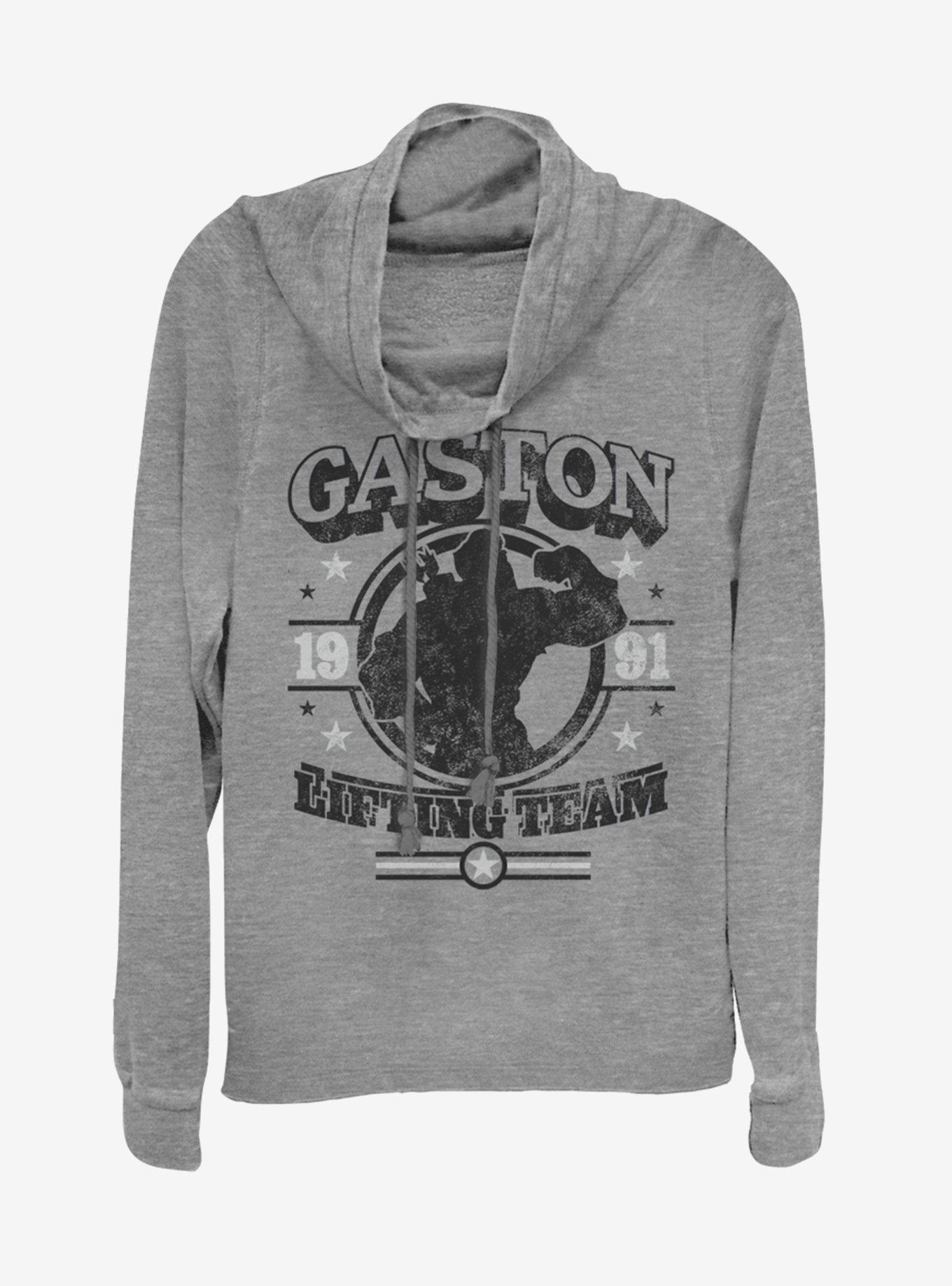 Disney Beauty And The Beast Gaston Lifting Team Cowlneck Long-Sleeve Womens Top, , hi-res