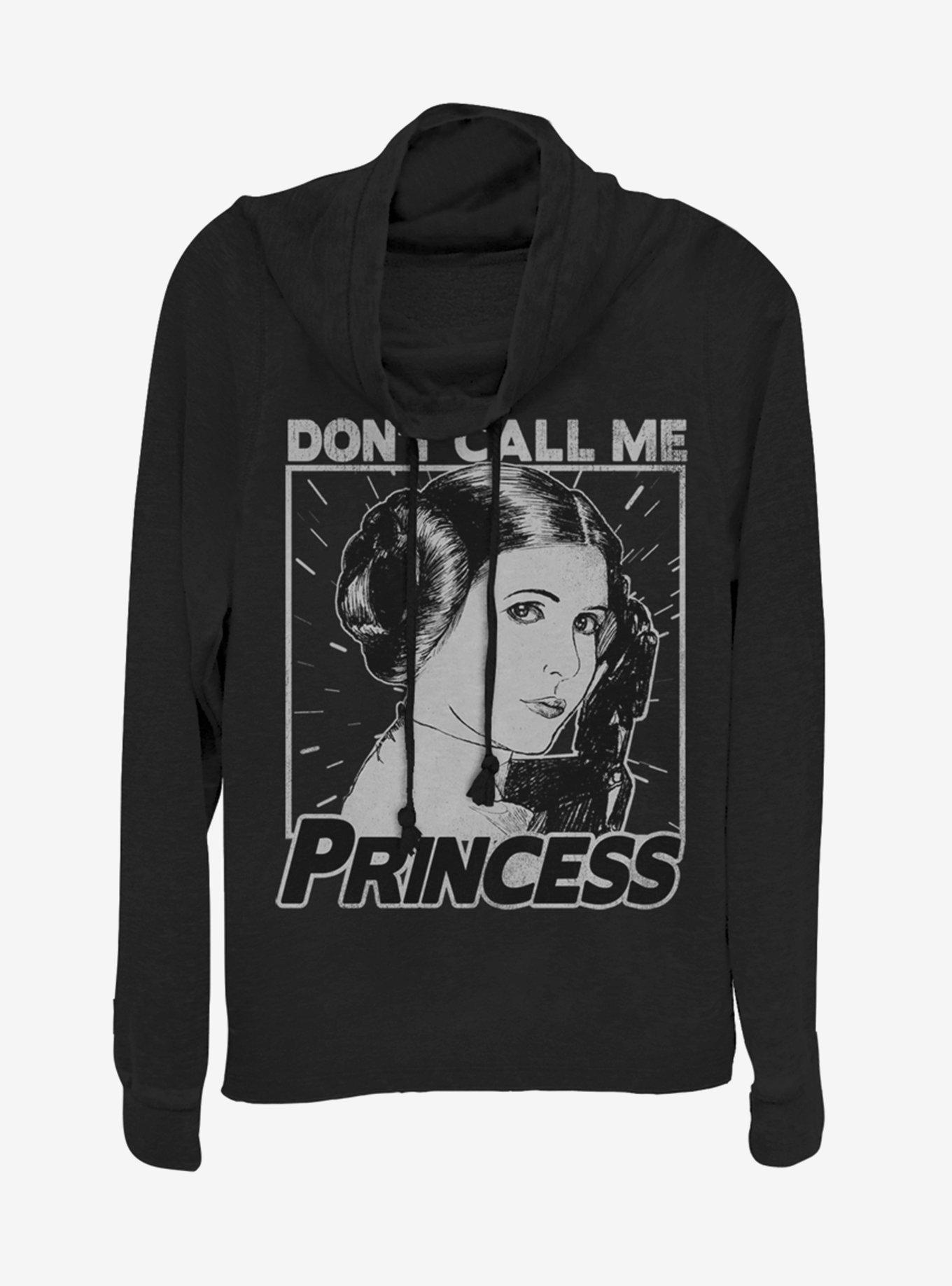 Star Wars No Princess Cowlneck Long-Sleeve Womens Top, BLACK, hi-res