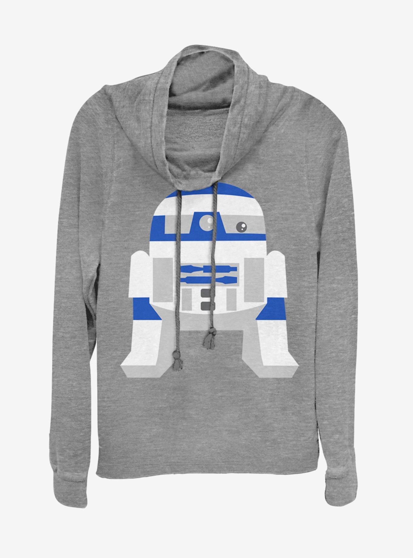 Star Wars R2 Qtee Cowlneck Long-Sleeve Womens Top, GRAY HTR, hi-res