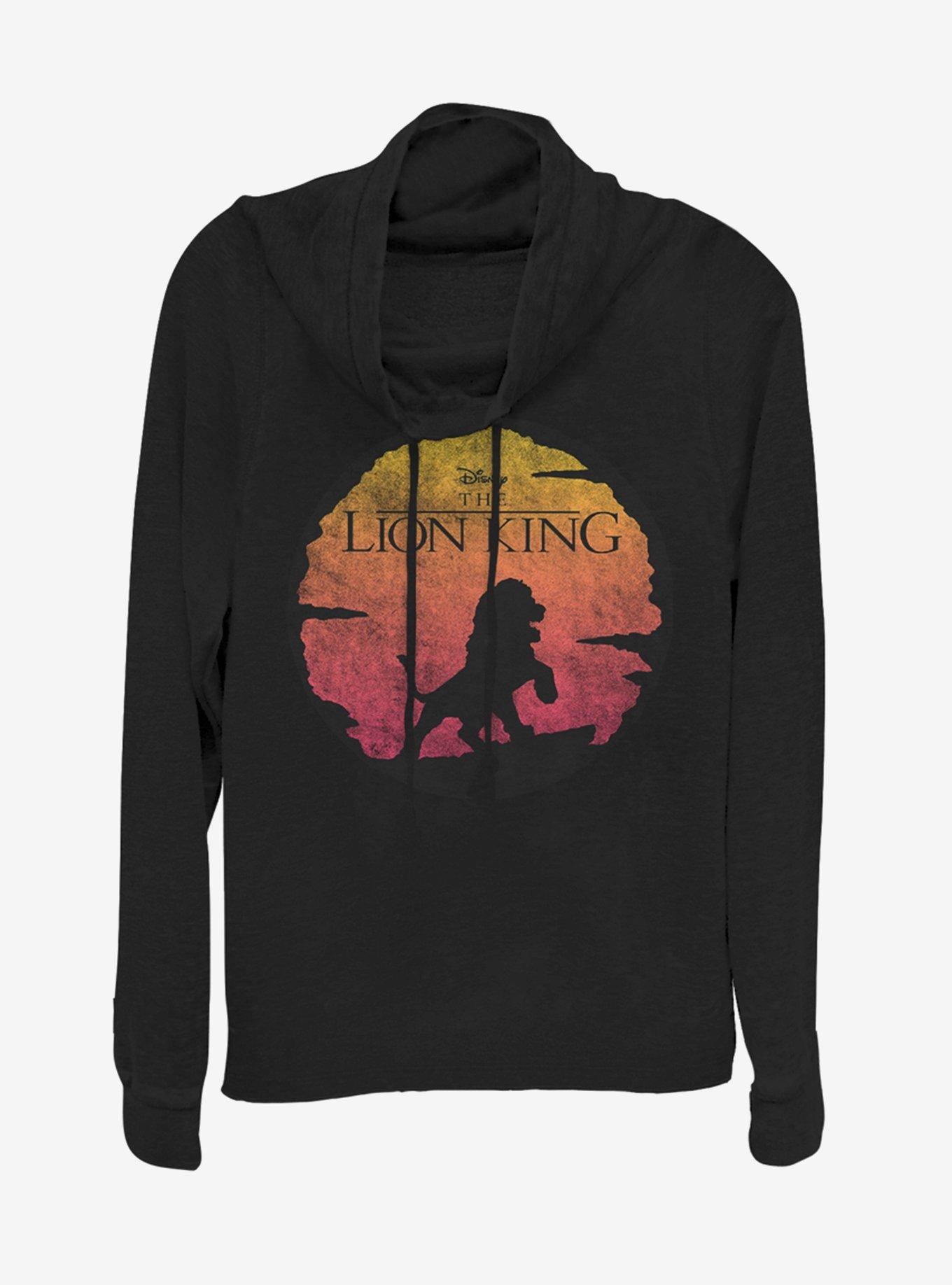 Disney The Lion King Kinged Cowlneck Long-Sleeve Womens Top, BLACK, hi-res