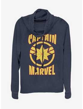 Marvel Captain Marvel Star Cowlneck Long-Sleeve Womens Top, , hi-res