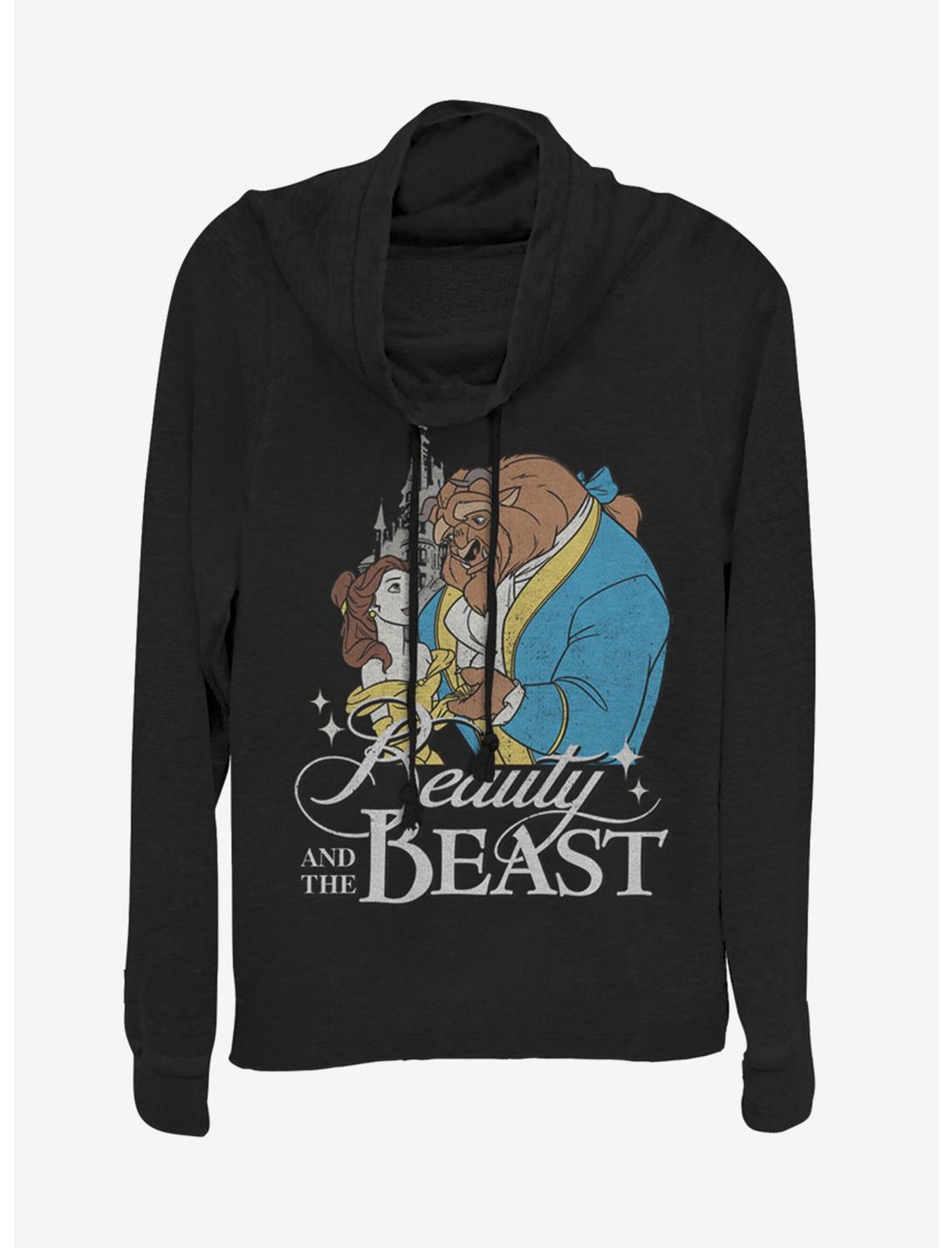 Disney Beauty And The Beast Classic Cowlneck Long-Sleeve Womens Top, BLACK, hi-res