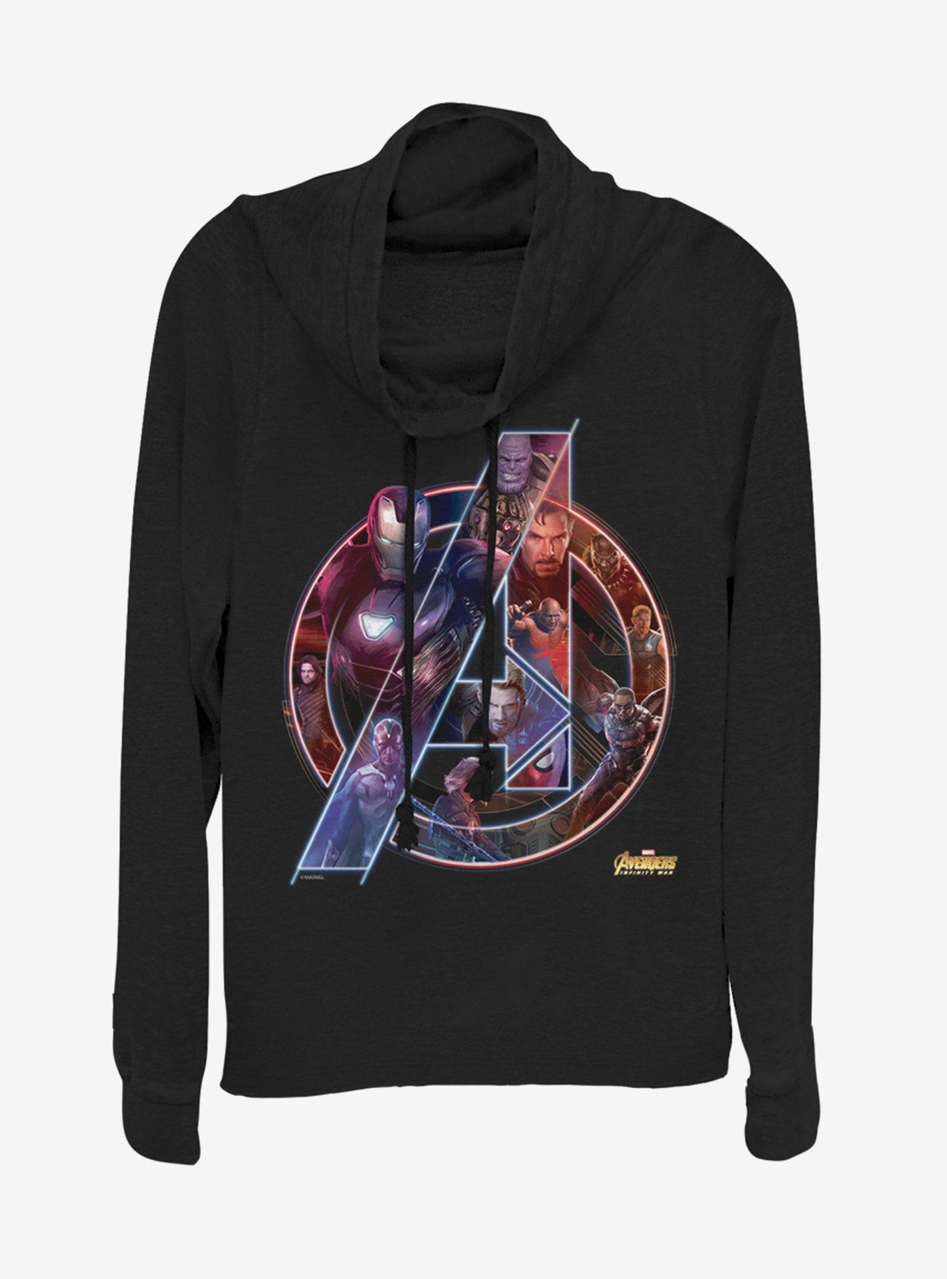 Marvel Avengers Team Neon Cowlneck Long-Sleeve Womens Top, , hi-res