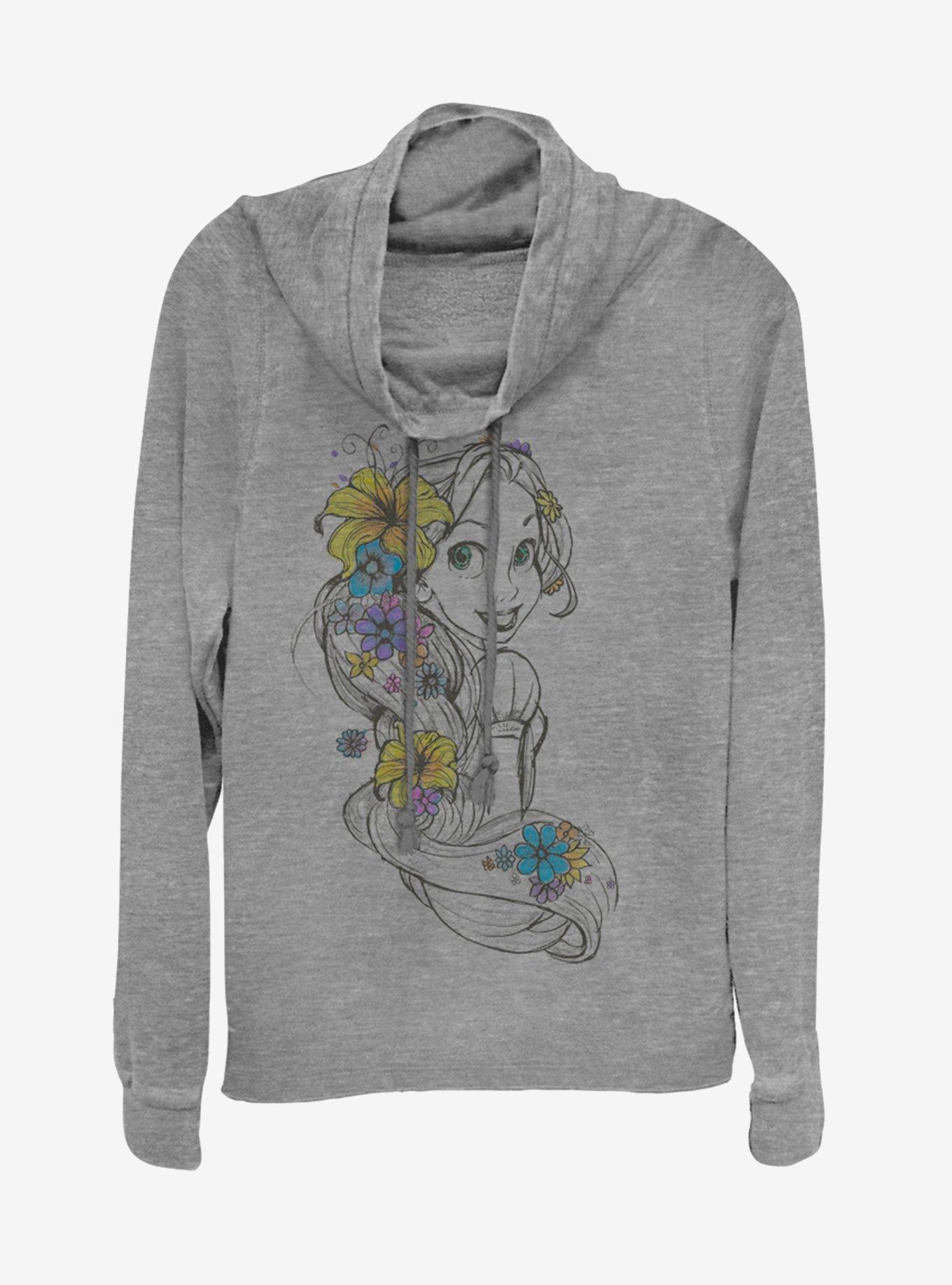 Disney Princess Rapunzel Sketch Cowlneck Long-Sleeve Womens Top, , hi-res