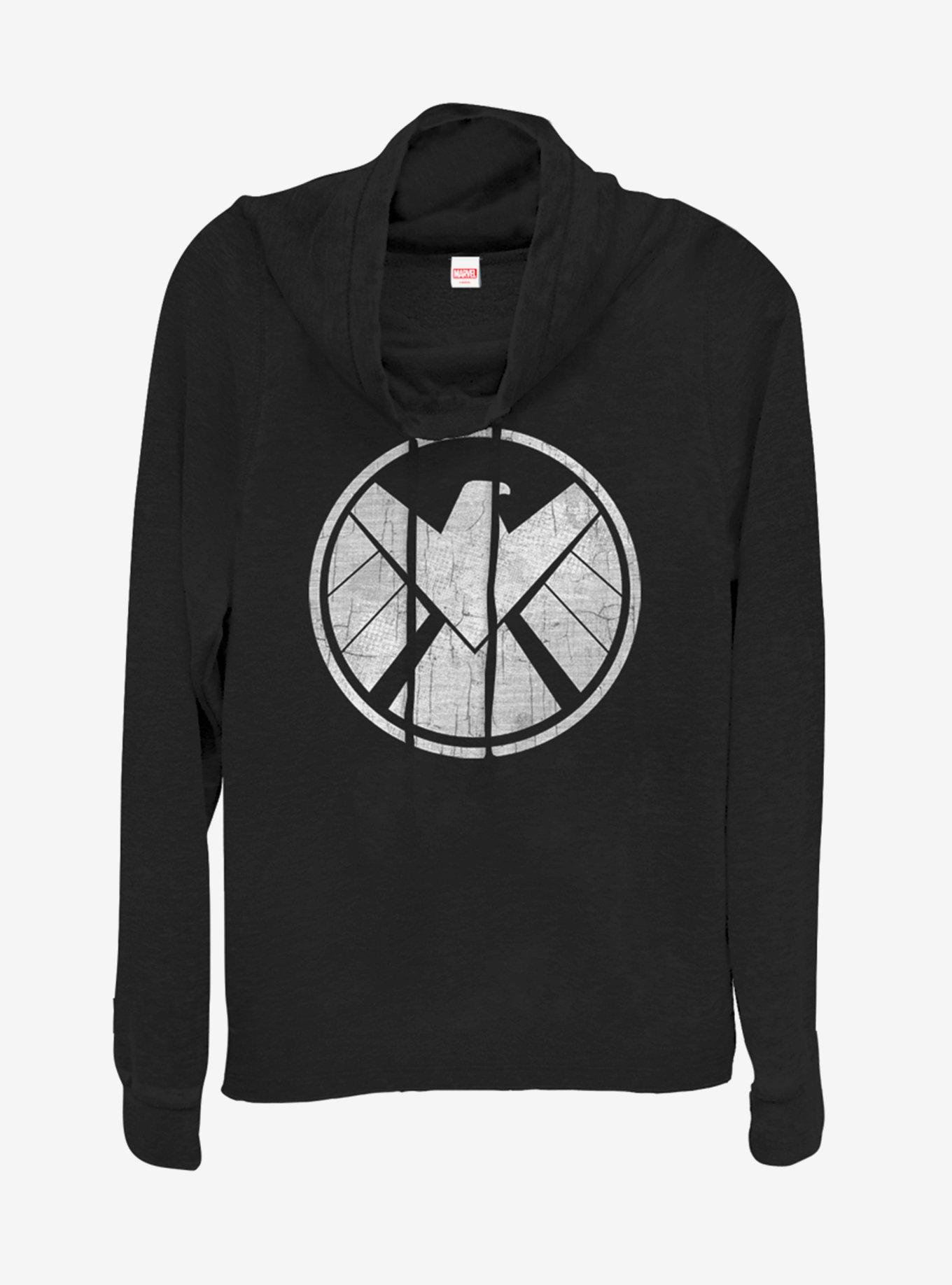 Marvel Avengers Shield Cowlneck Long-Sleeve Womens Top - BLACK | BoxLunch