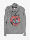 Marvel Spiderman Be Amazing Cowlneck Long-Sleeve Womens Top, GRAY HTR, hi-res
