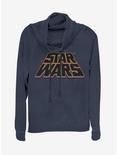 Star Wars Slanty Logos Cowlneck Long-Sleeve Womens Top, NAVY, hi-res