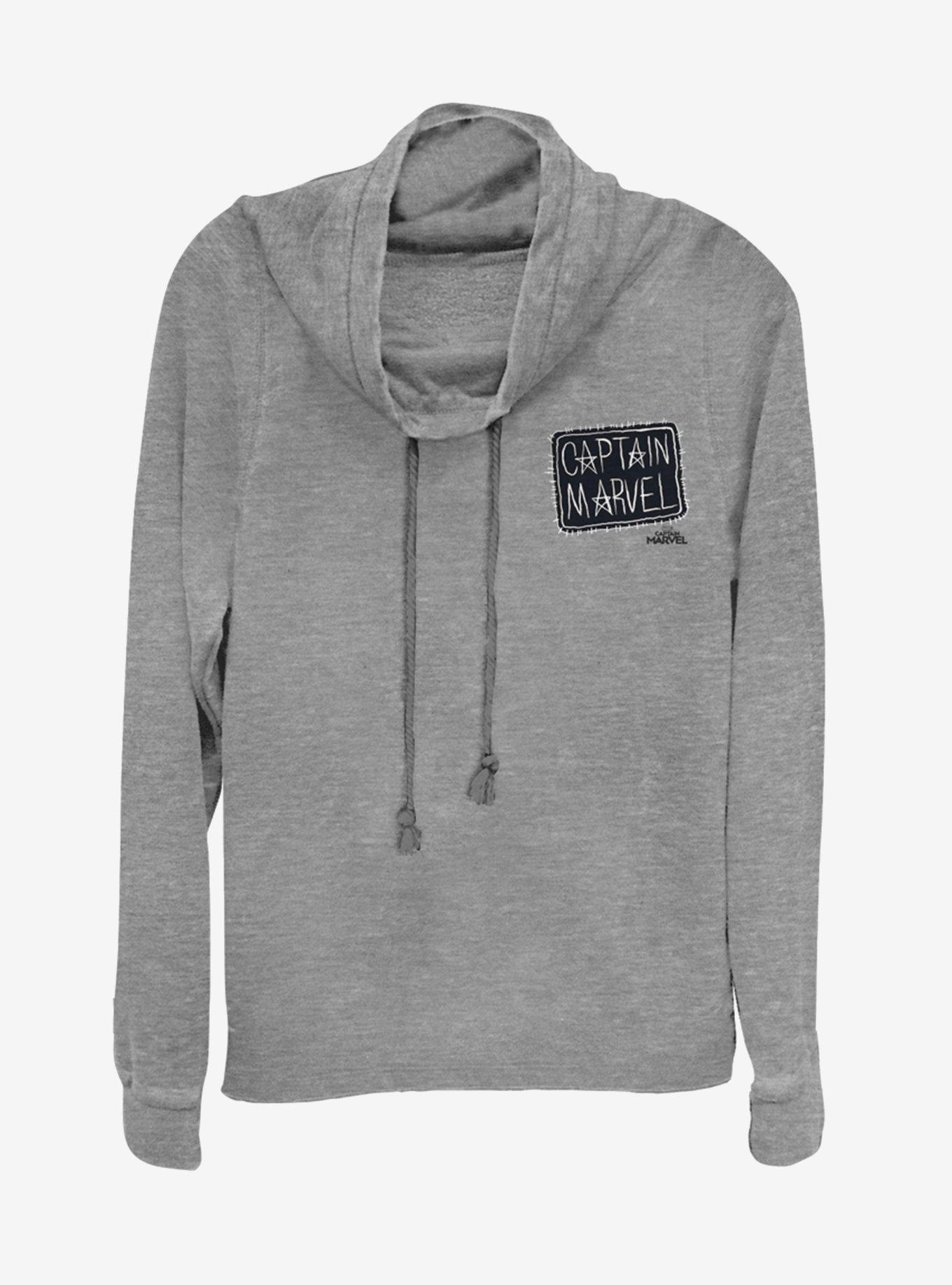 Marvel Captain Marvel Patch Cowlneck Long-Sleeve Womens Top, , hi-res