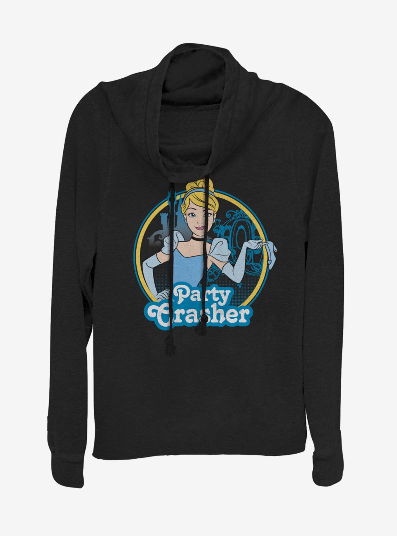 Disney Princess Cinderella Party Crasher Cowlneck Long-Sleeve Womens Top, BLACK, hi-res