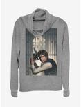 Star Wars Han Solo Painting Cowlneck Long-Sleeve Womens Top, GRAY HTR, hi-res