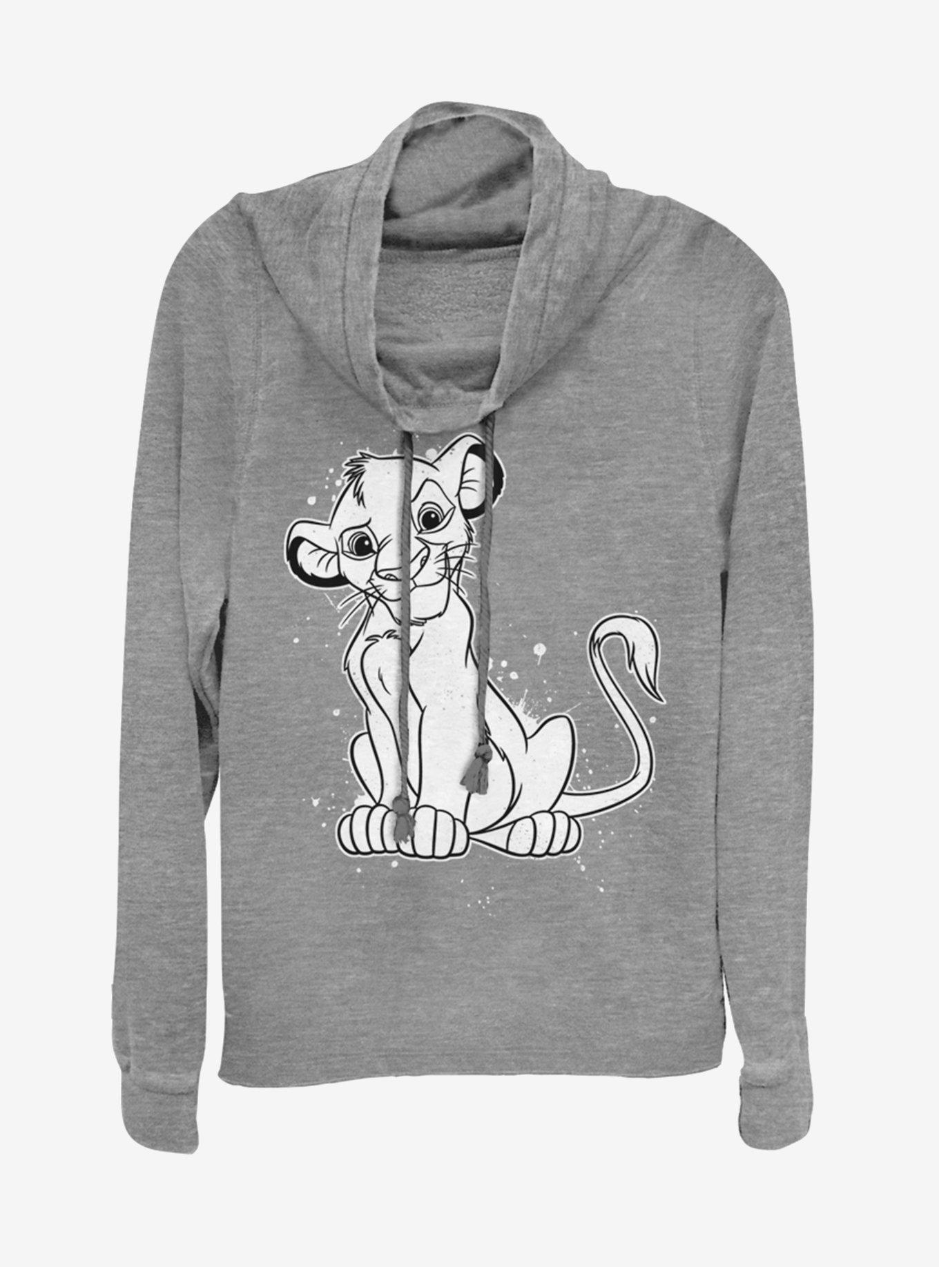 Disney The Lion King Simba Splatter Cowlneck Long-Sleeve Womens Top, , hi-res