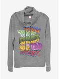 Marvel Sound Effects Cowlneck Long-Sleeve Womens Top, GRAY HTR, hi-res