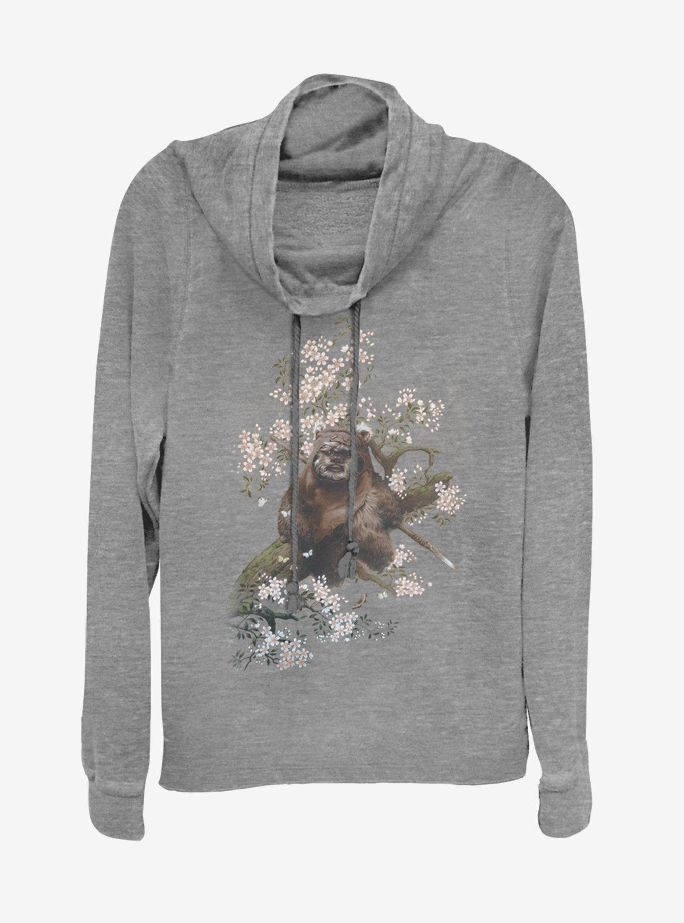 Star Wars Ewok in the Flowers Cowlneck Long-Sleeve Womens Top, , hi-res