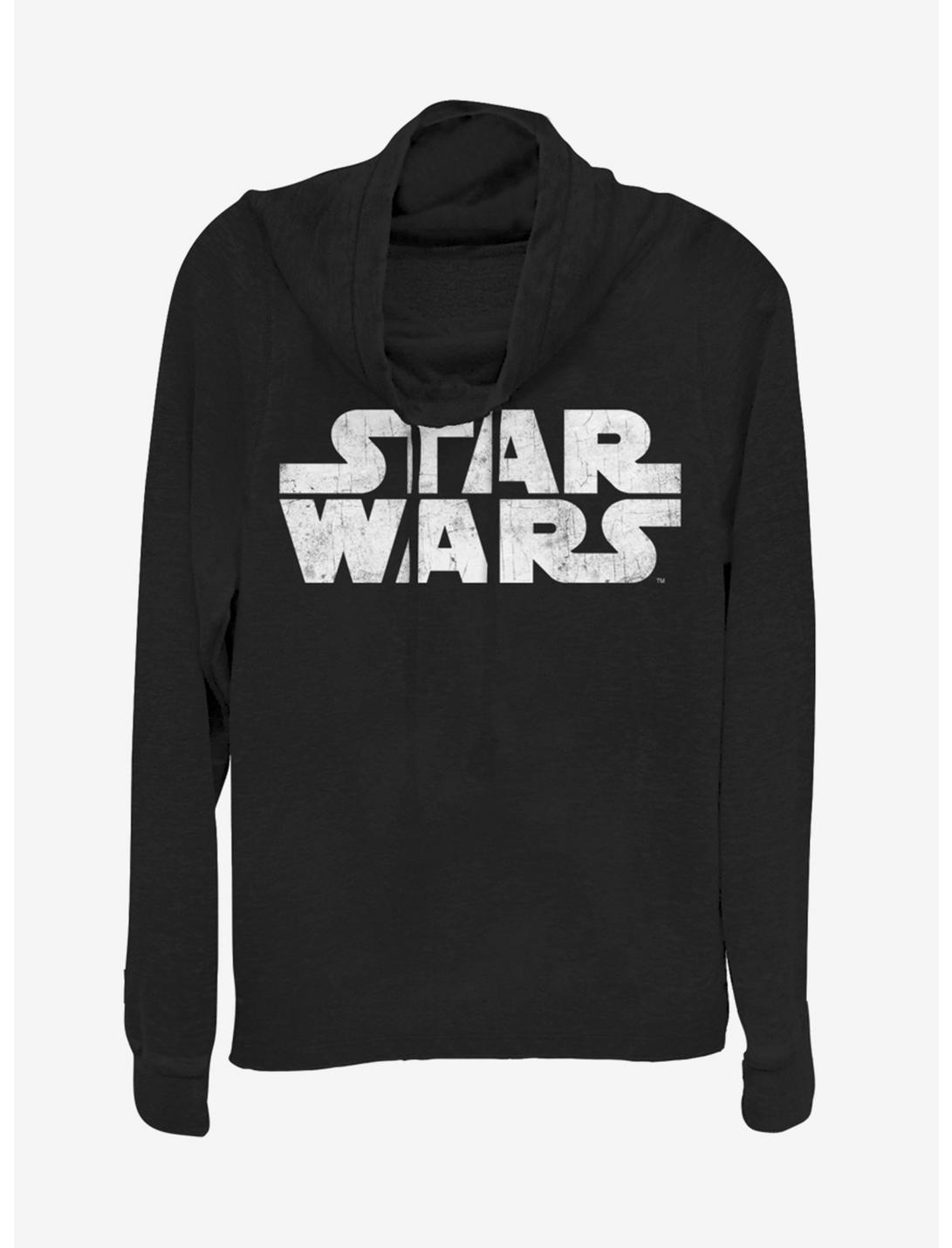 Lucasfilm Star Wars Simplest Logo Cowlneck Long-Sleeve Womens Top, BLACK, hi-res