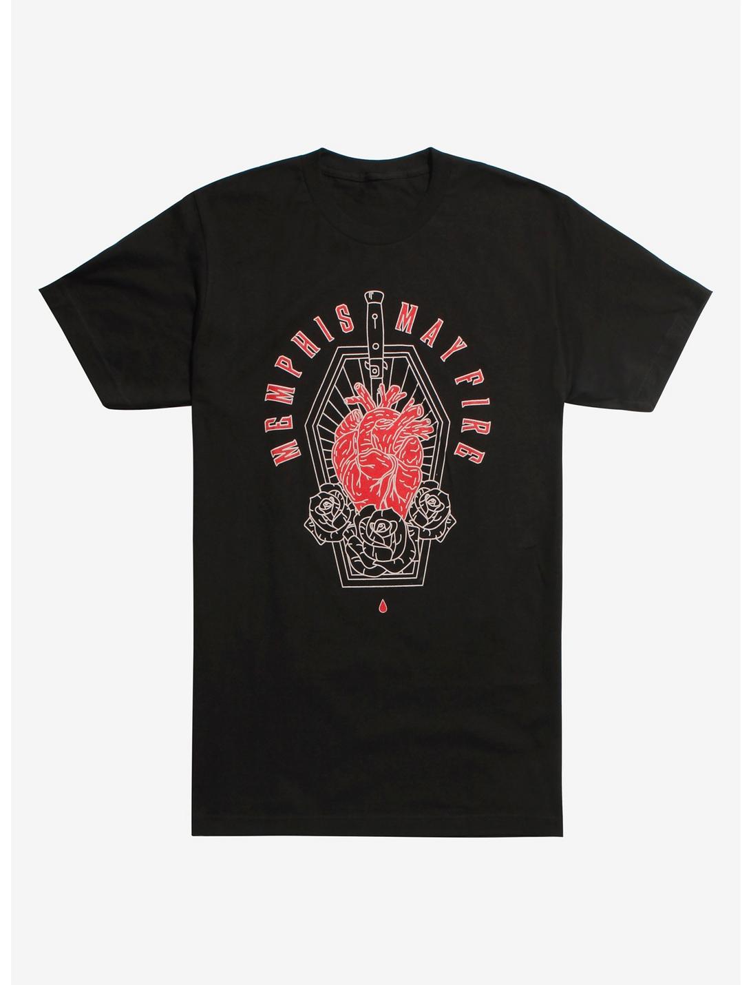 Memphis May Fire Heart Coffin T-Shirt, BLACK, hi-res