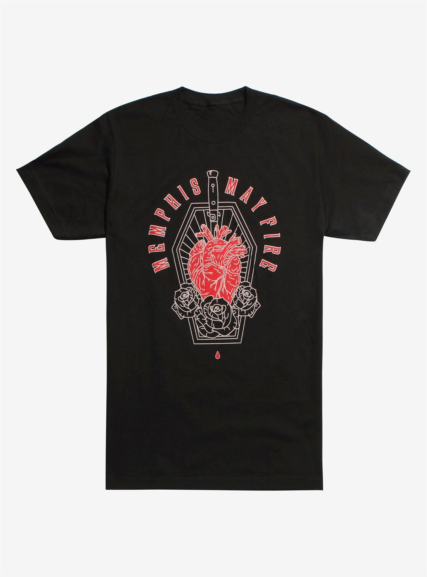 Memphis May Fire Heart Coffin T-Shirt, BLACK, hi-res