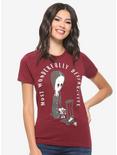 The Addams Family Wednesday Addams Destructive Women's T-Shirt - BoxLunch Exclusive, WINE, hi-res