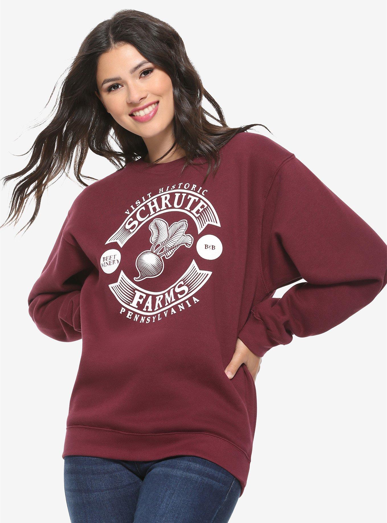 The Office Visit Schrute Farms Crewneck - BoxLunch Exclusive, MAROON, hi-res