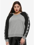 Black & Grey Lace-Up Girls Long-Sleeve Sweatshirt Plus Size, BLACK, hi-res