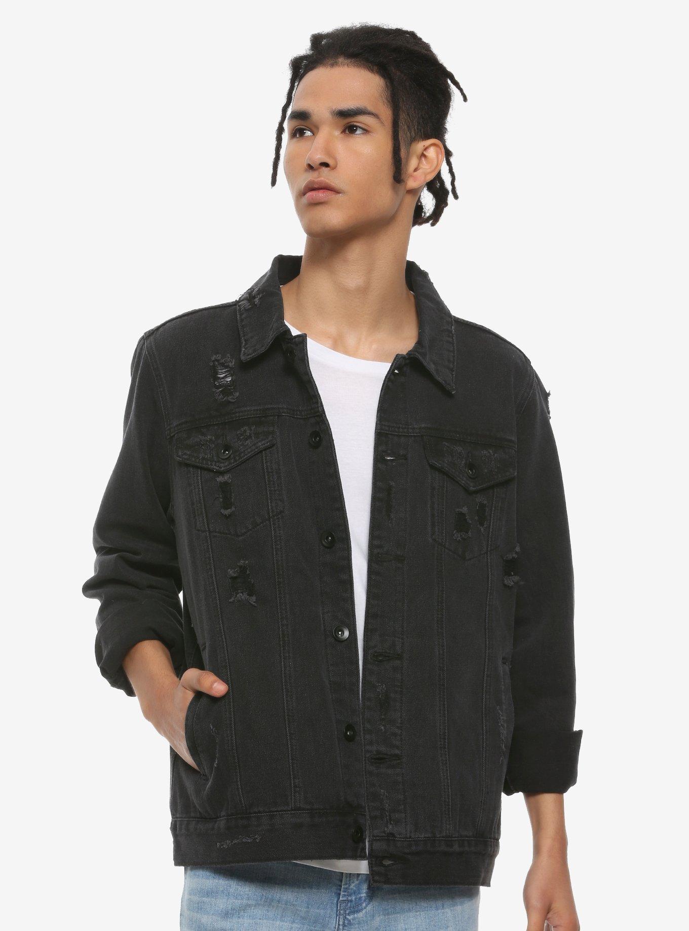 Black Destructed Denim Jacket