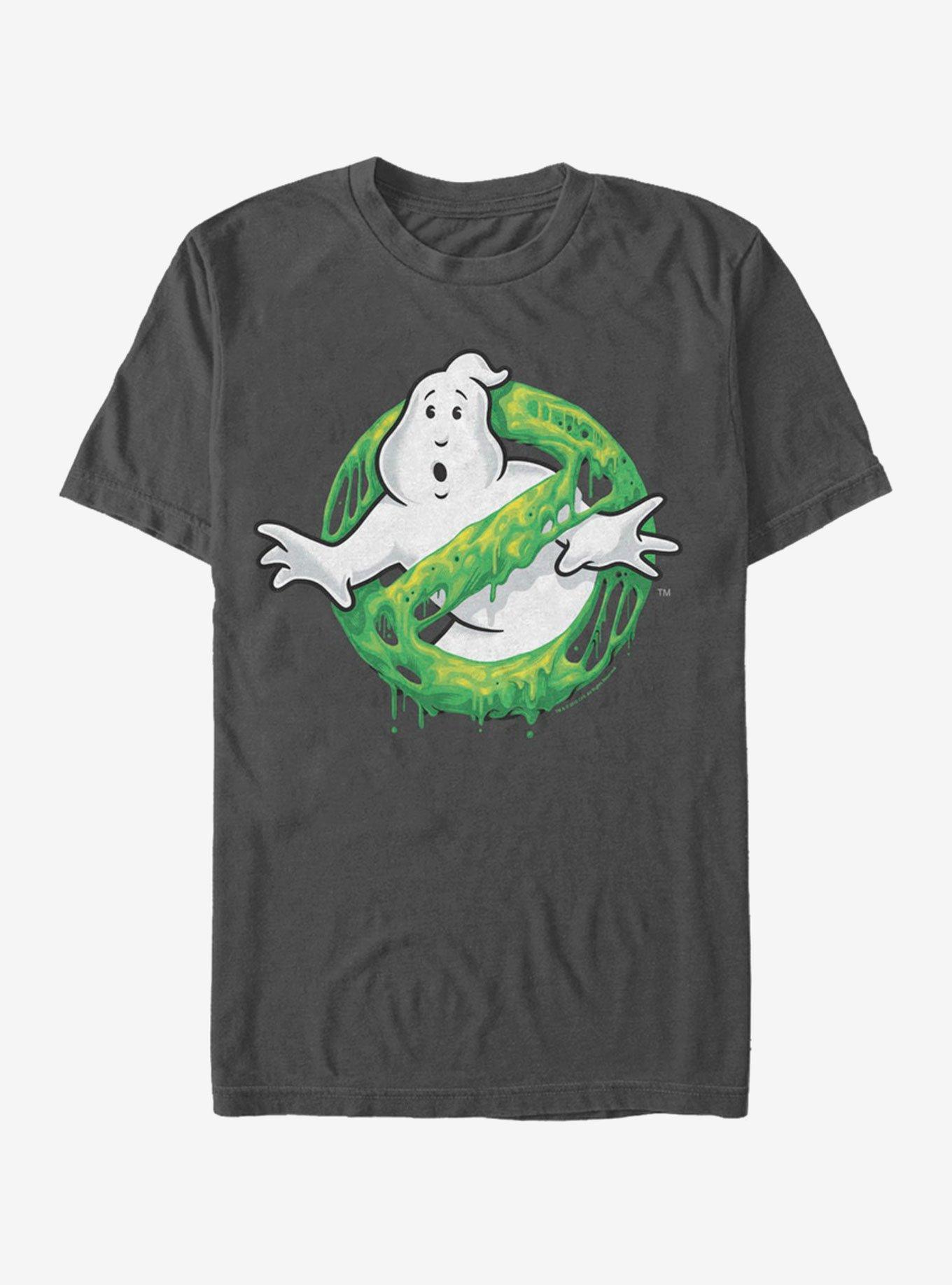 Ghostbusters Ghost Logo Green Slime T-Shirt, CHARCOAL, hi-res