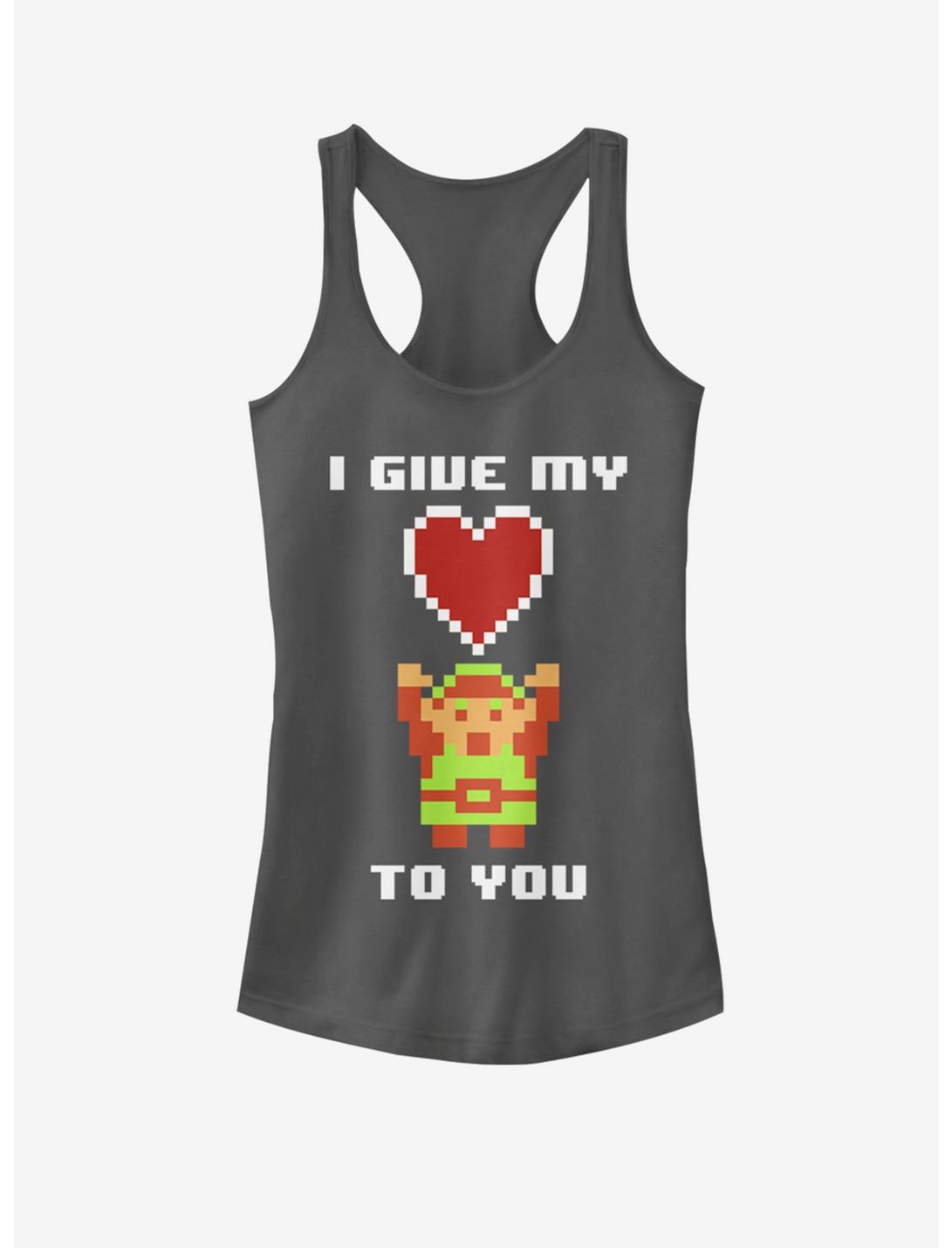 Nintendo I Give My Pixel Heart To You Link Girls Tank, CHARCOAL, hi-res