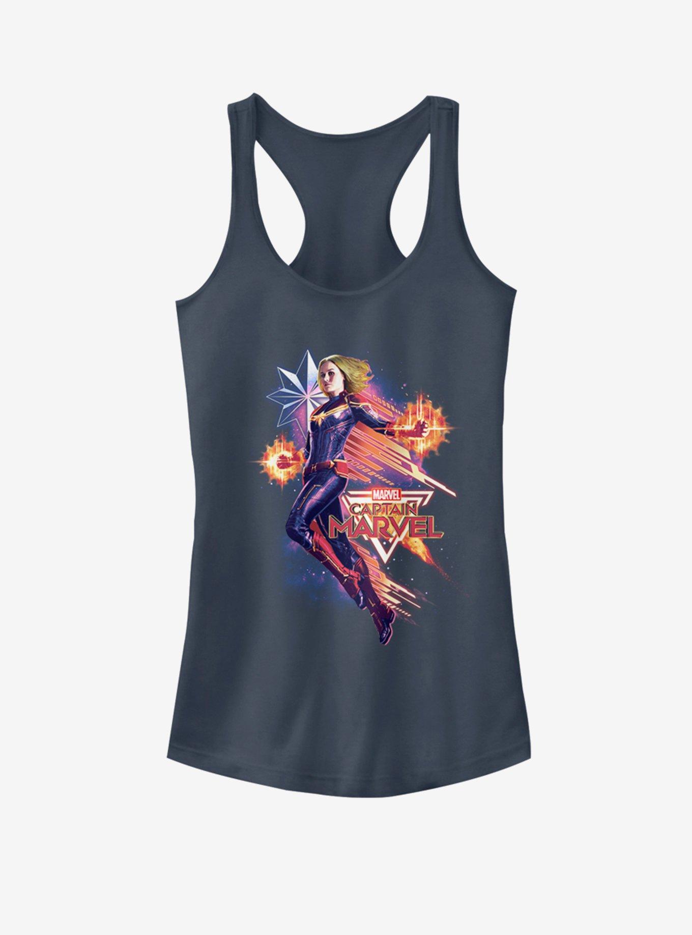 Marvel Captain Marvel Shooting Star Girls Tank, INDIGO, hi-res